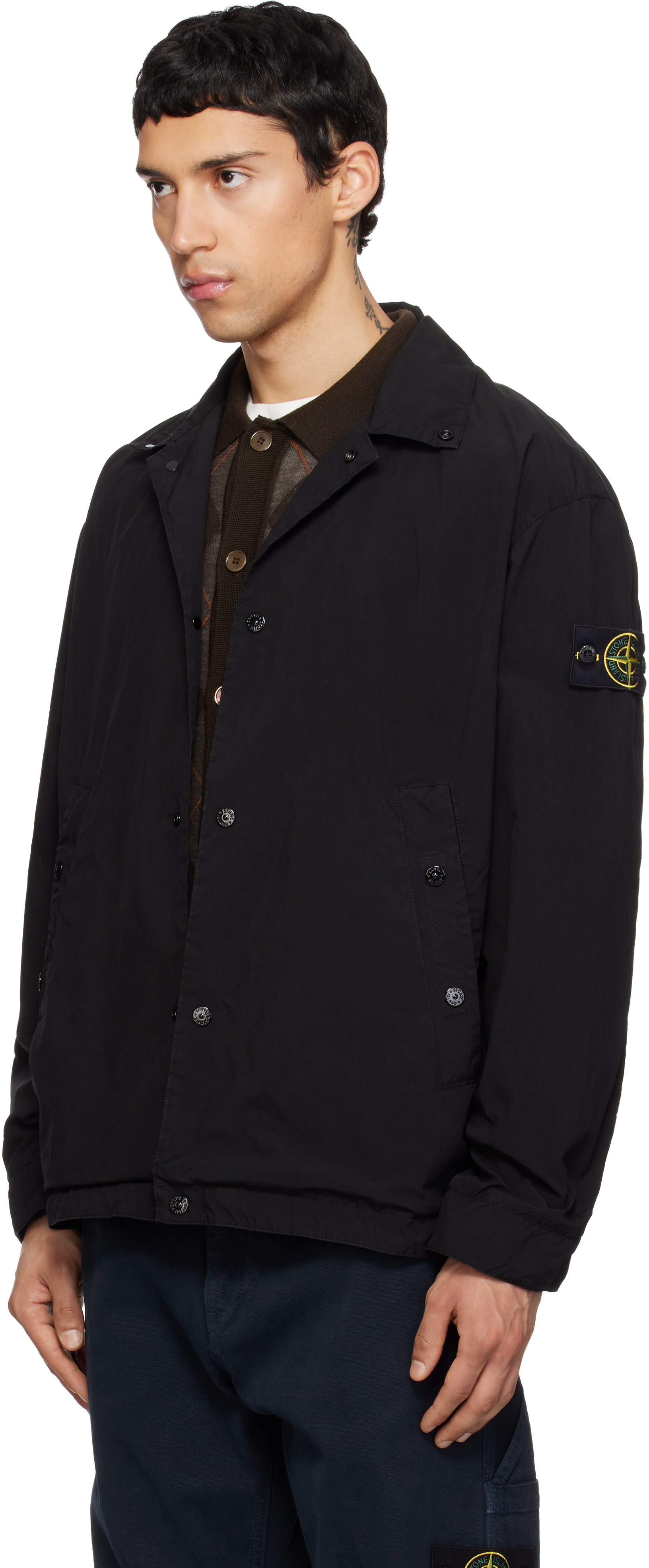 Stone Island - 블랙 4100041 라이트 컴팩트 터치 폴리 TC 재킷
