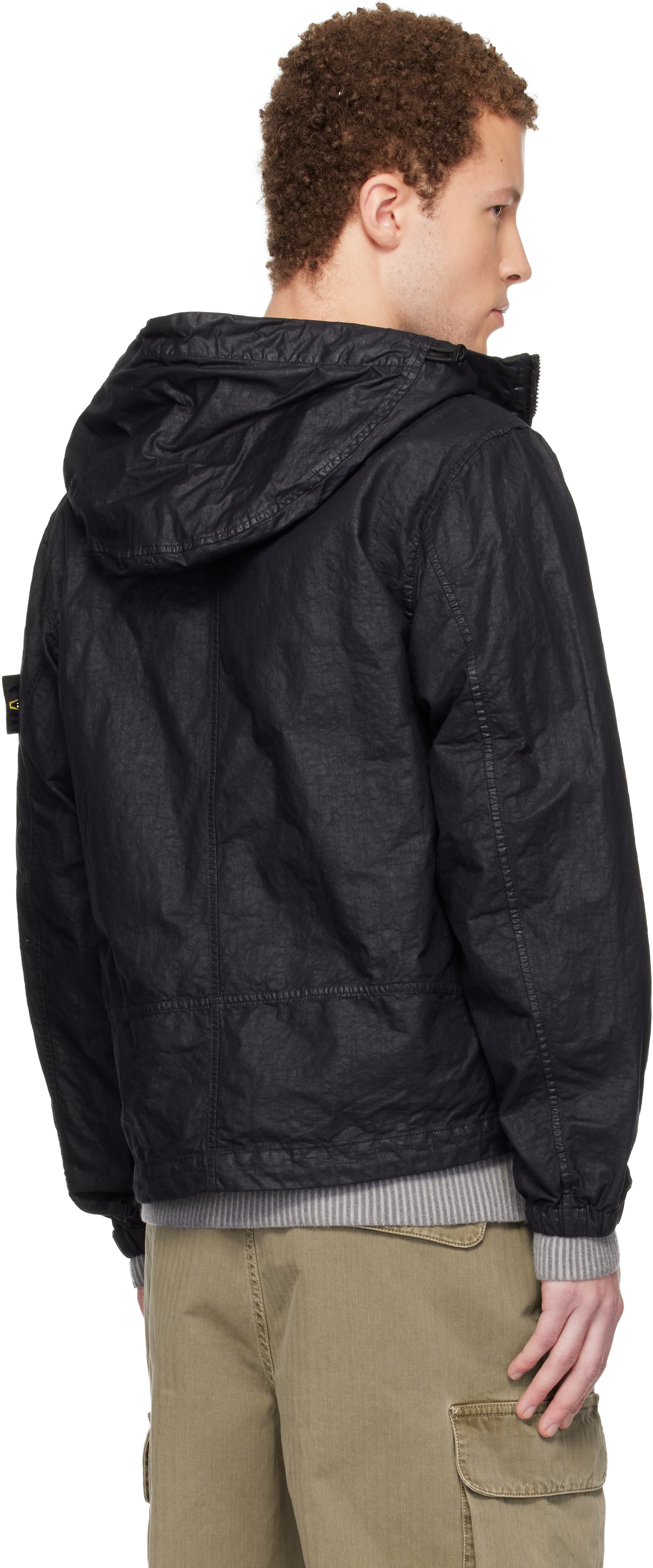 Stone Island: Black 4100053 Organic-Look Nylon Panama-TC Jacket