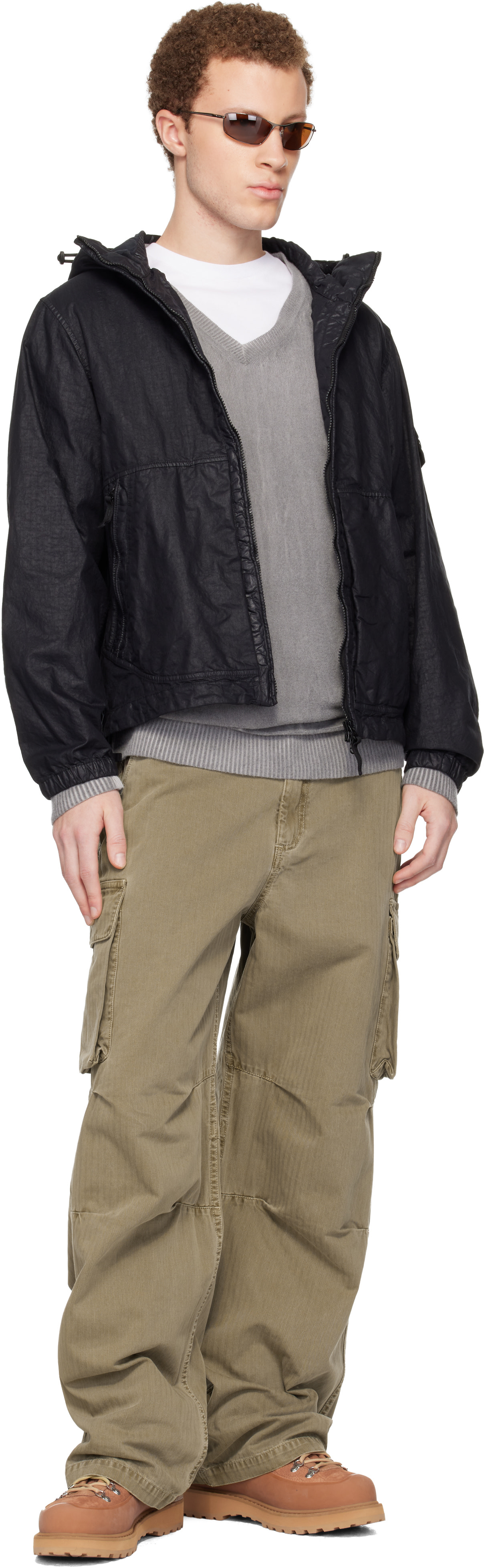 Stone Island: Black 4100053 Organic-Look Nylon Panama-TC Jacket