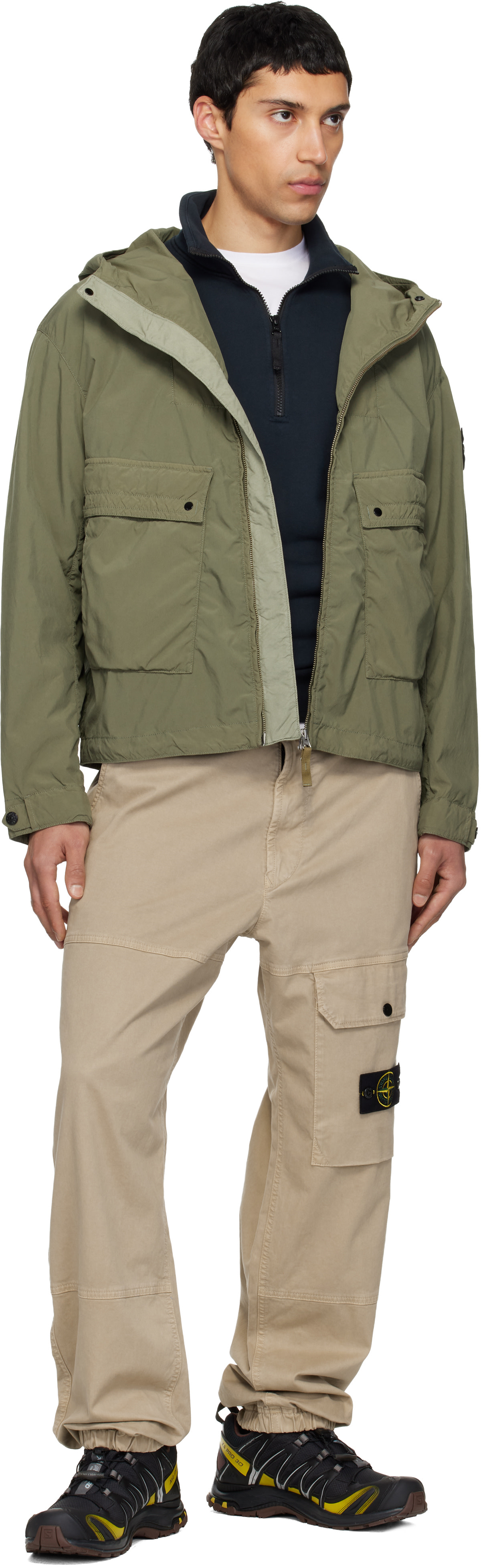 Stone Island - 카키 4100052 라이트 컴팩트 터치 쇼트 재킷