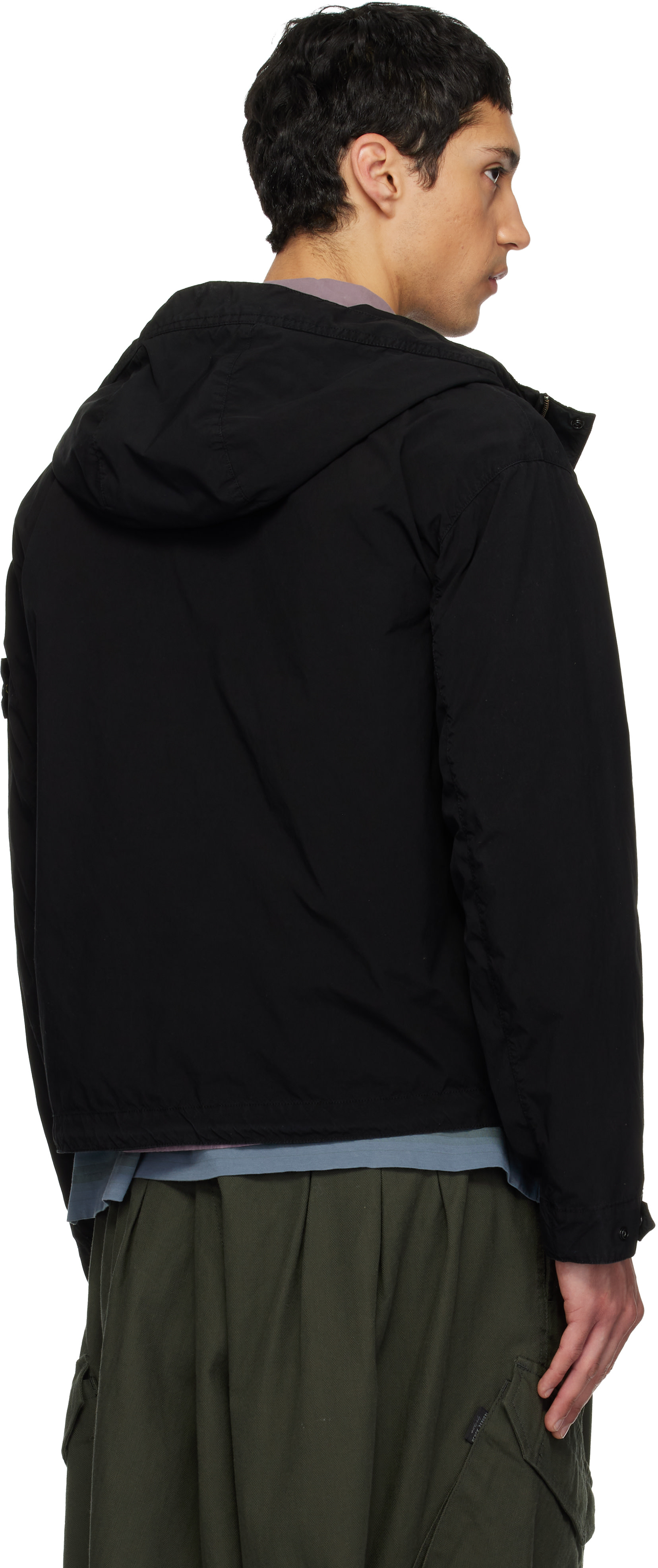 Stone Island - 블랙 4100052 라이트 컴팩트 터치 쇼트 재킷