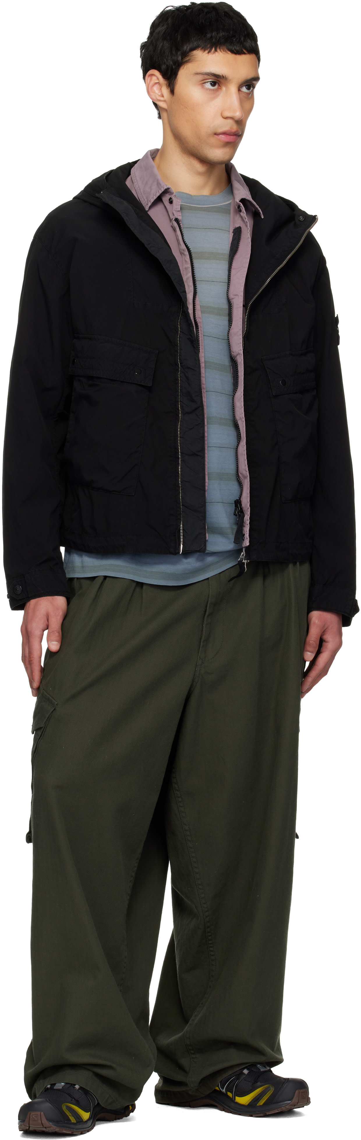 Stone Island - 블랙 4100052 라이트 컴팩트 터치 쇼트 재킷