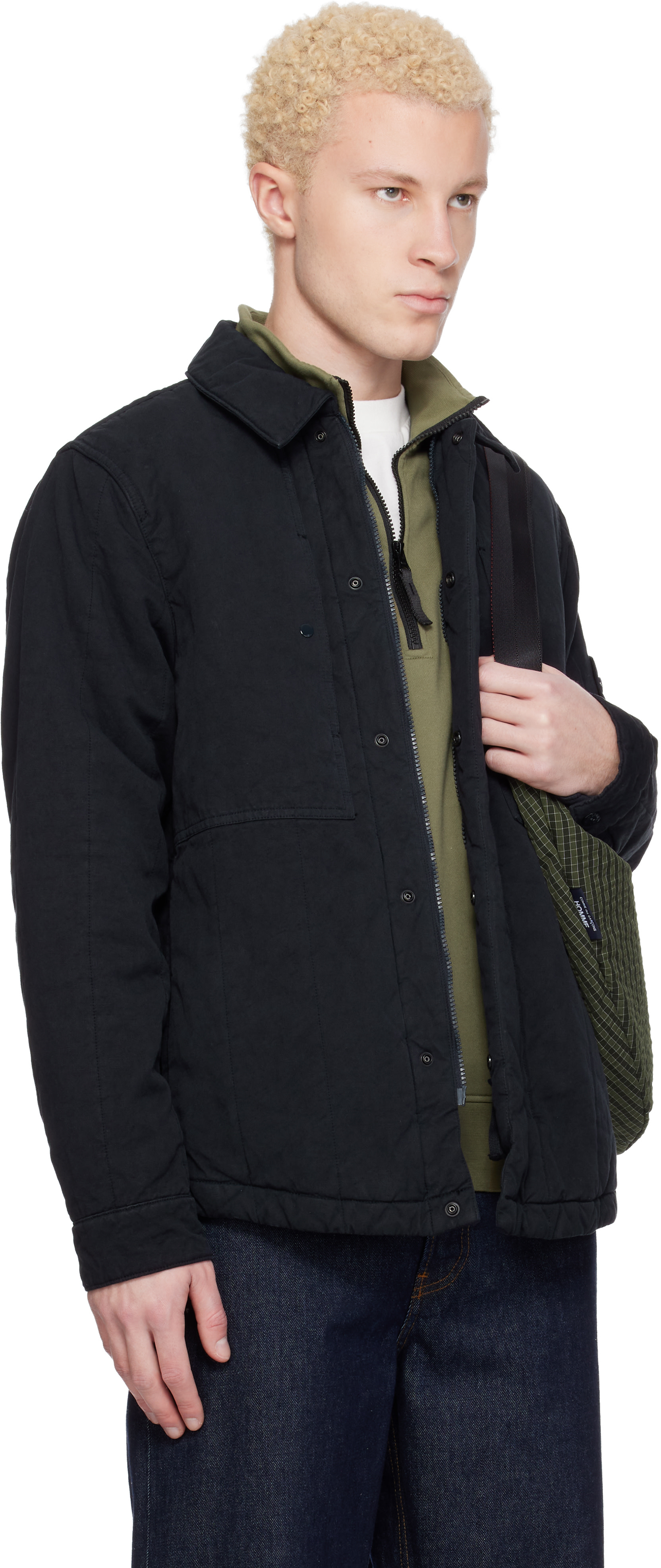 Stone Island: ネイビー 4100038 Cotton Linen Quilted-TC Ghost