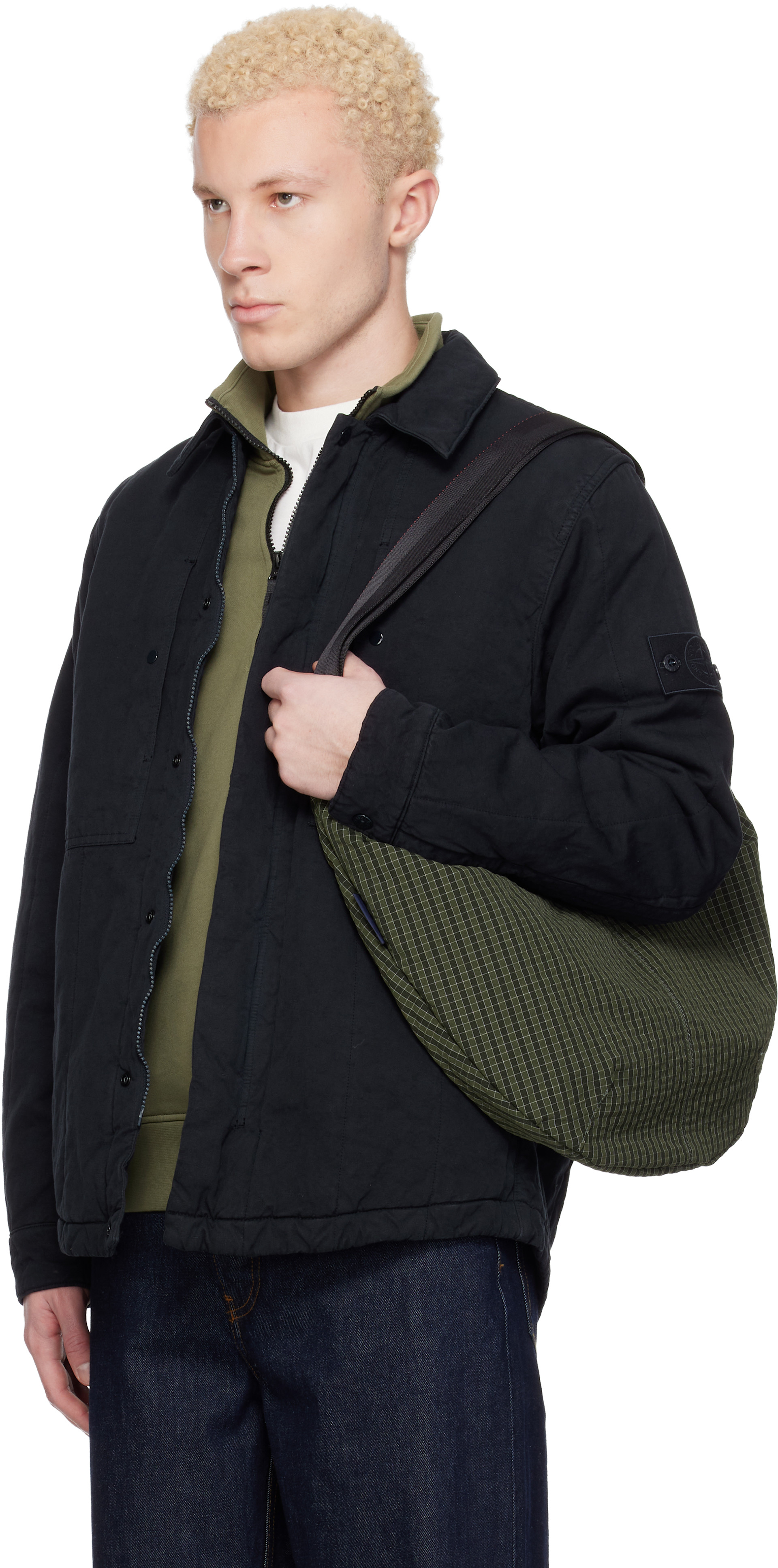 Stone Island: Navy 4100038 Cotton Linen Quilted-TC Ghost Jacket