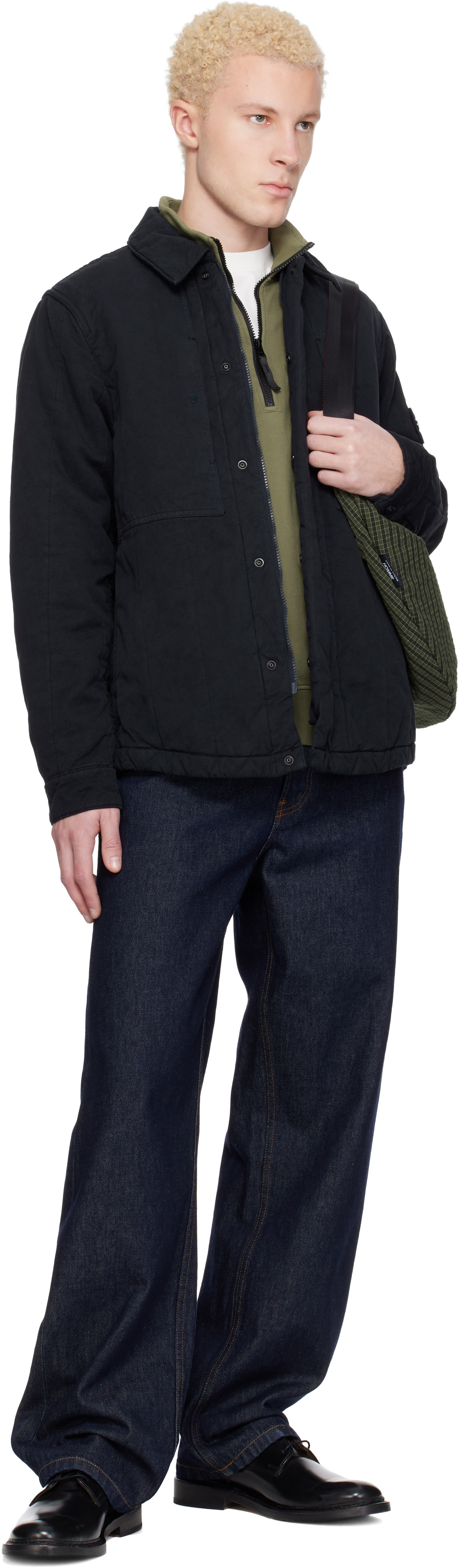 Stone Island: Navy 4100038 Cotton Linen Quilted-TC Ghost Jacket