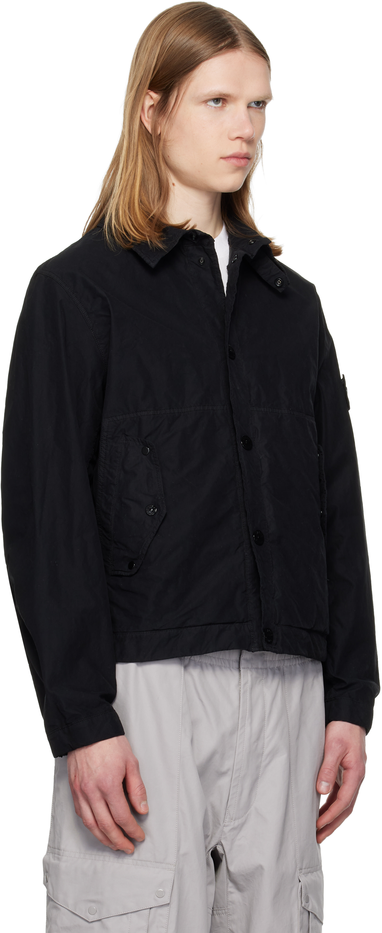 Stone Island: Black 4100036 David Light-TC_S.I. Ghost Jacket