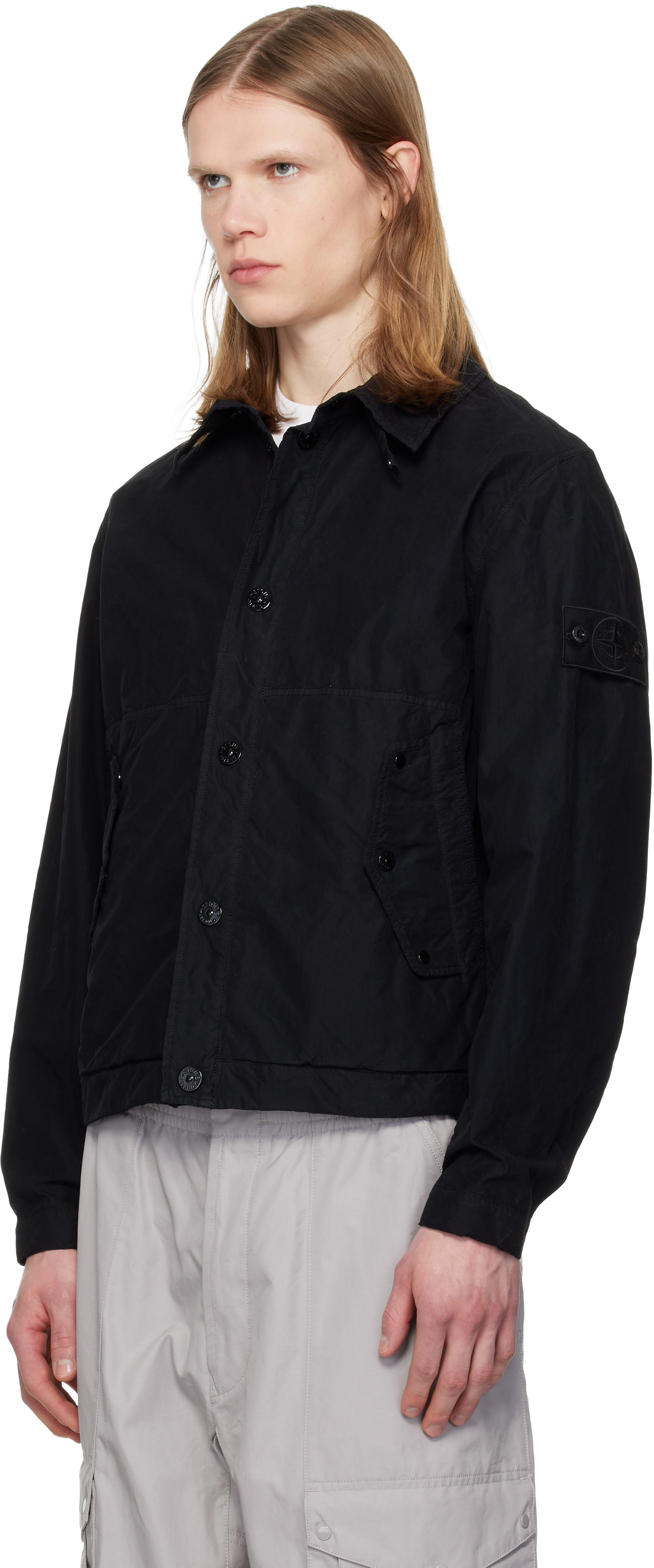 Stone Island - 블랙 4100036 데이빗 라이트 TC S.I. 고스트 재킷
