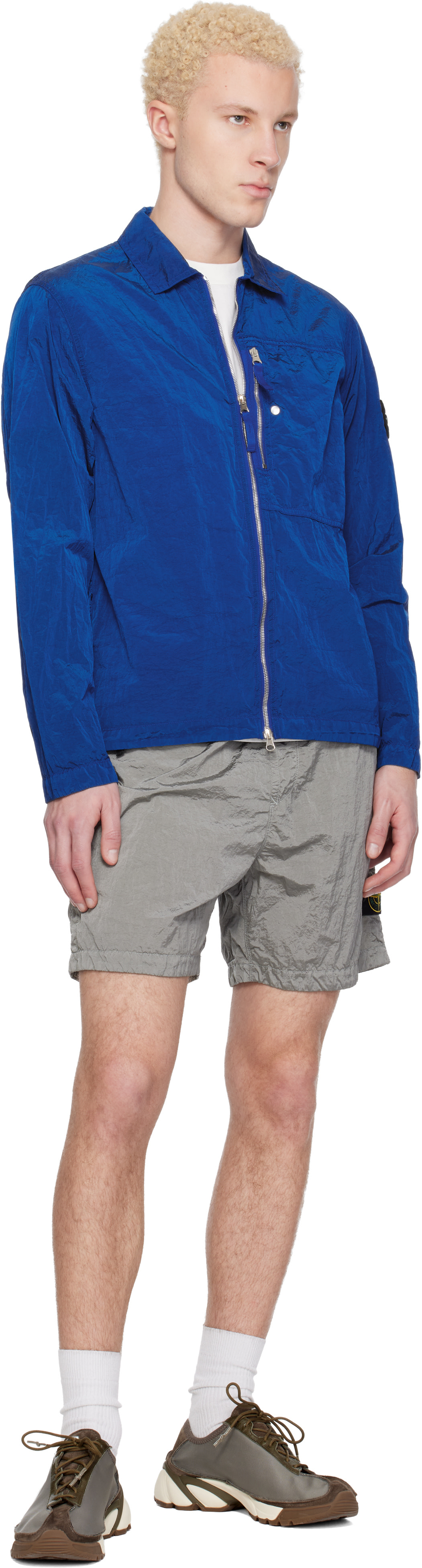 Stone Island: Blue 1200038 Nylon Metal ECONYL® Jacket | SSENSE