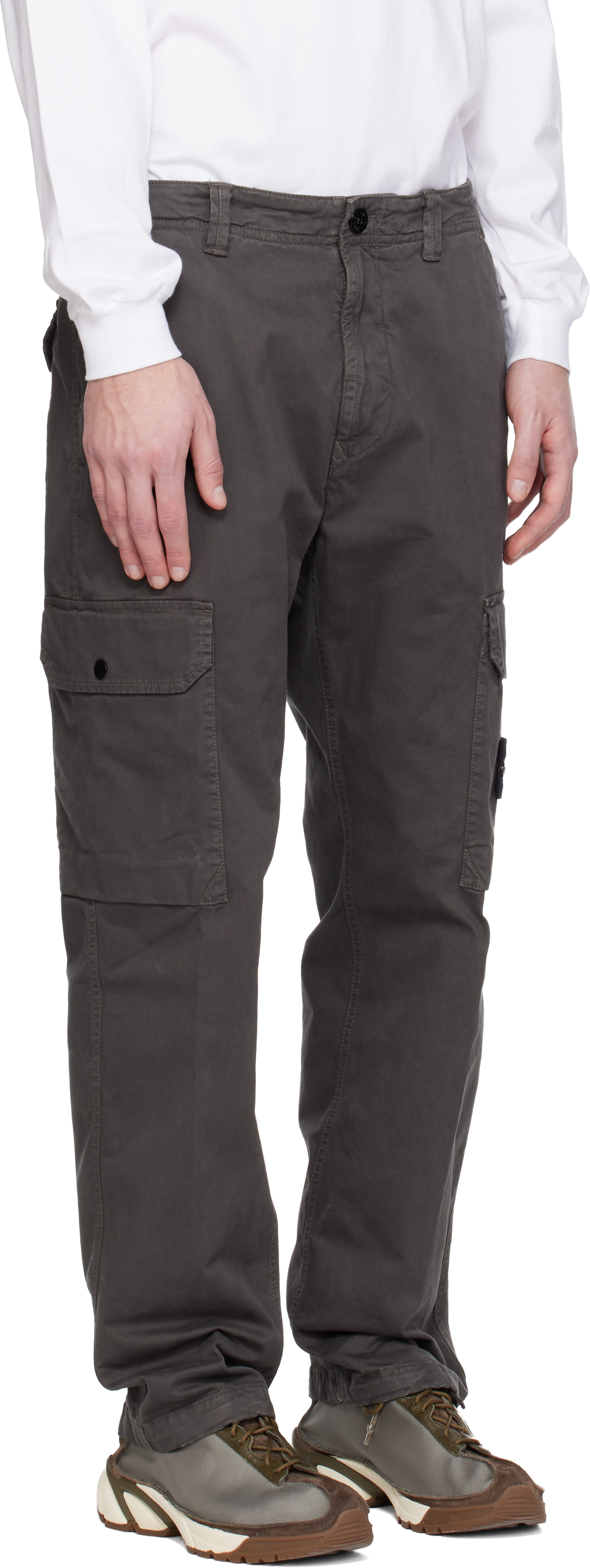 Stone Island: Gray 3100011 Organic Broken Twill Old Effect Cargo