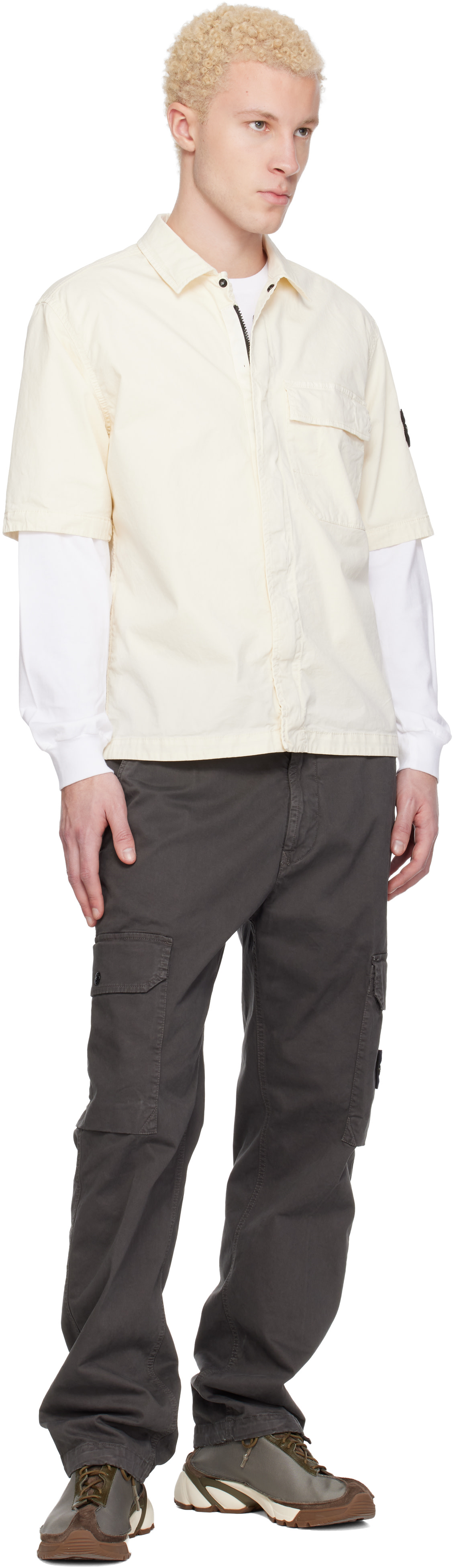 Stone Island: Gray 3100011 Organic Broken Twill Old Effect Cargo