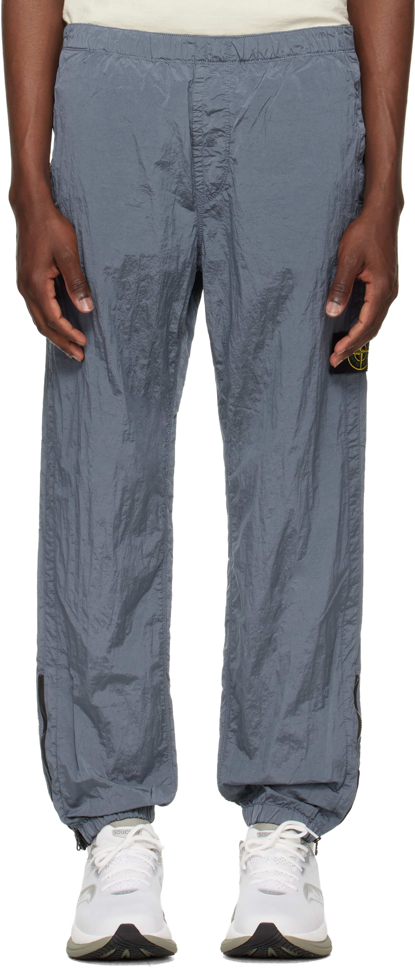 Stone Island: Blue 3100035 Nylon Metal ECONYL Trousers | SSENSE Canada