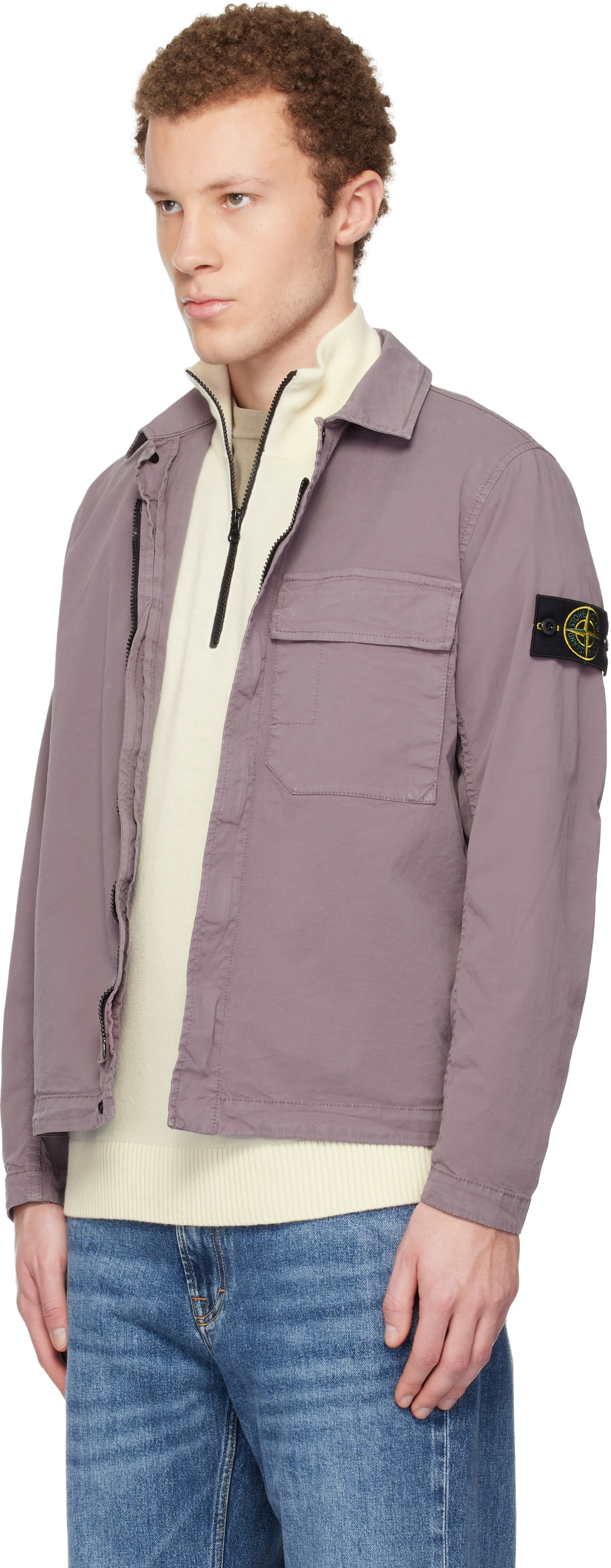 【希少】13AW STONE  コットンシャツ パープルL Stone Island: パープル 1200013 ストレッチ オーガニックコットン