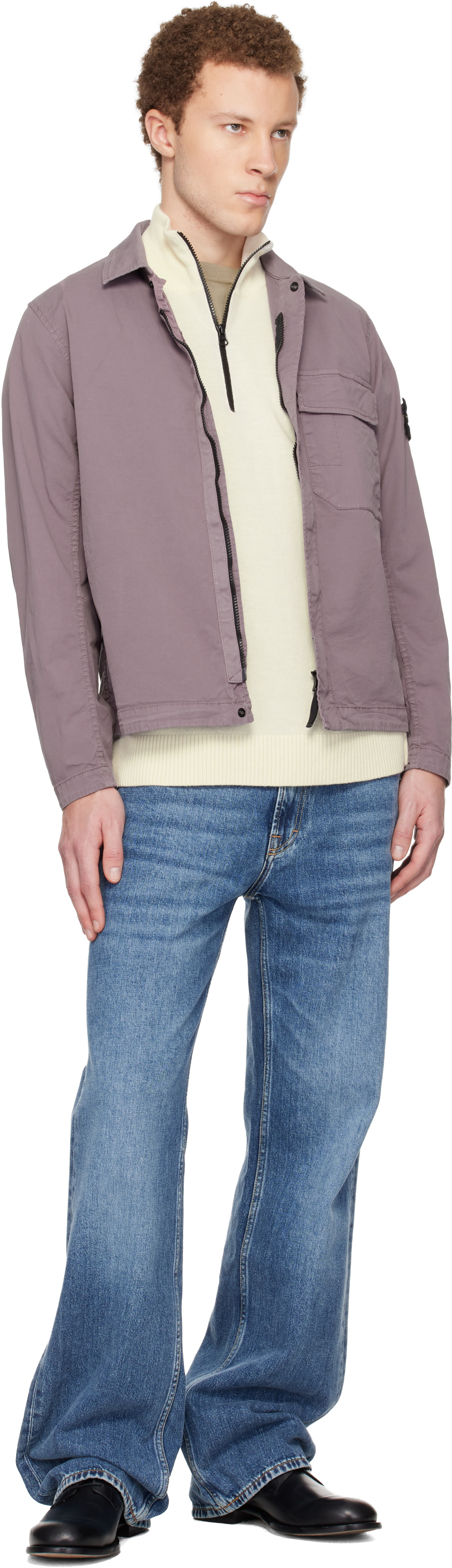 【希少】13AW STONE  コットンシャツ パープルL Stone Island: パープル 1200013 ストレッチ オーガニックコットン