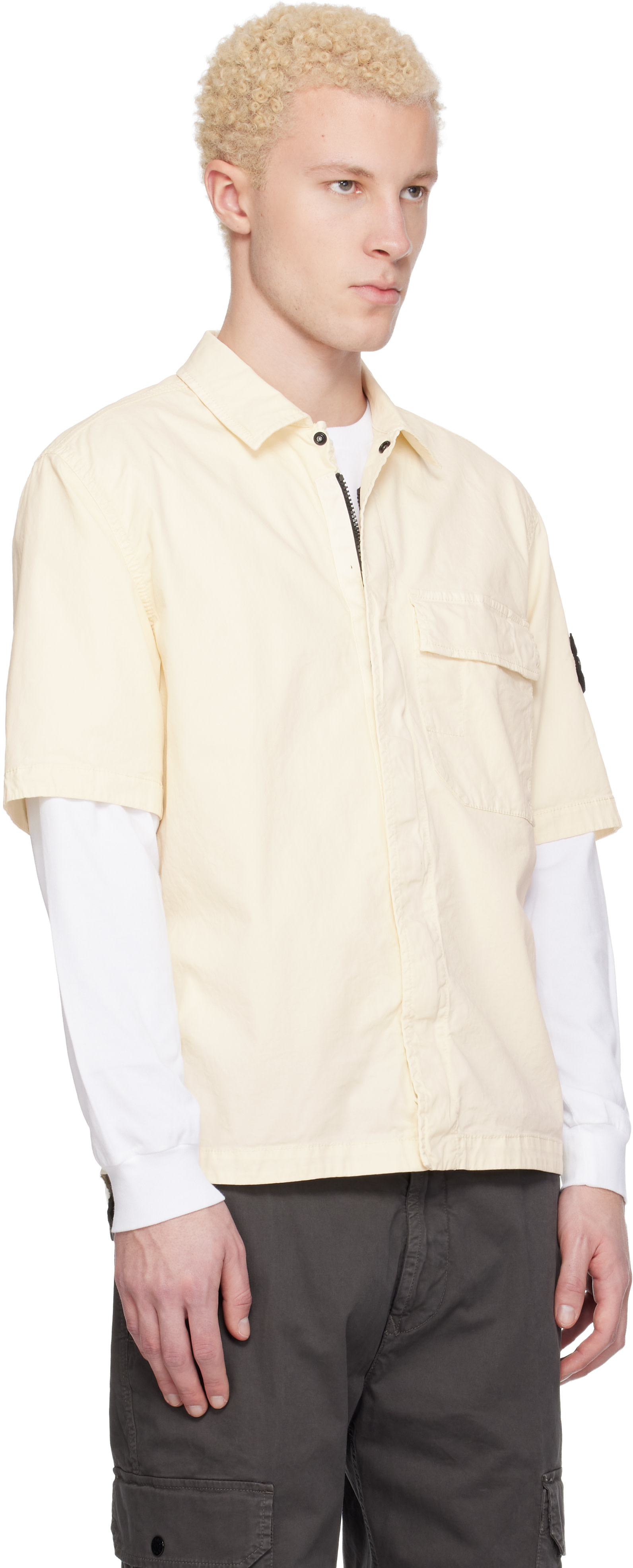 Stone Island: Off-White 1100025 Stretch Organic Cotton Twill Shirt