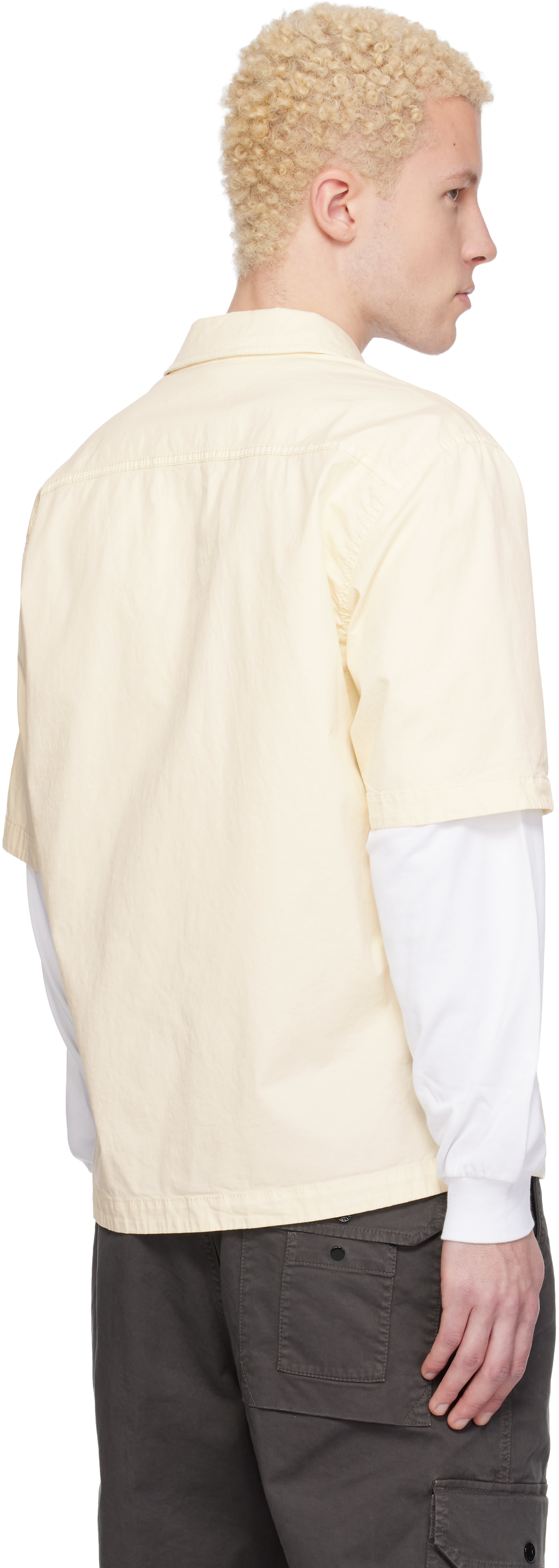 Stone Island: Off-White 1100025 Stretch Organic Cotton Twill Shirt