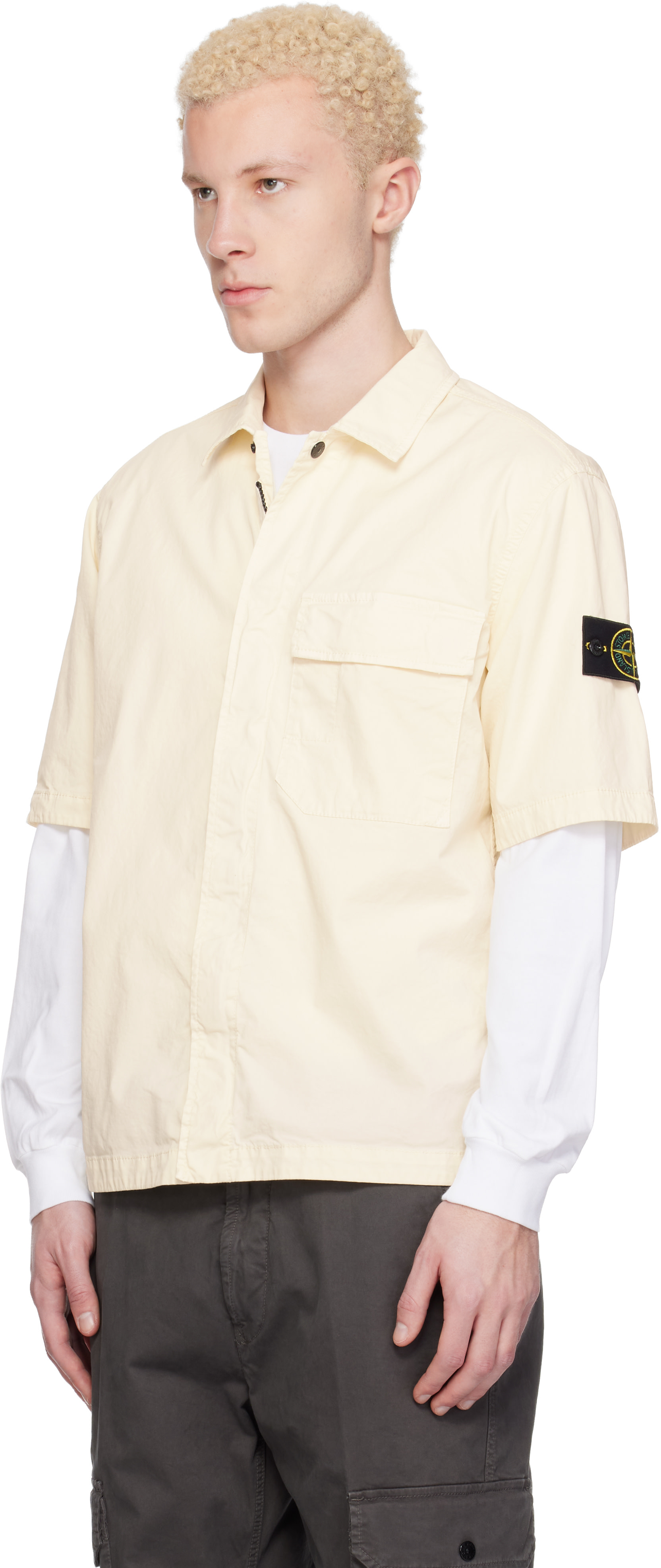 Stone Island: オフホワイト 1100025 Stretch Organic Cotton Twill