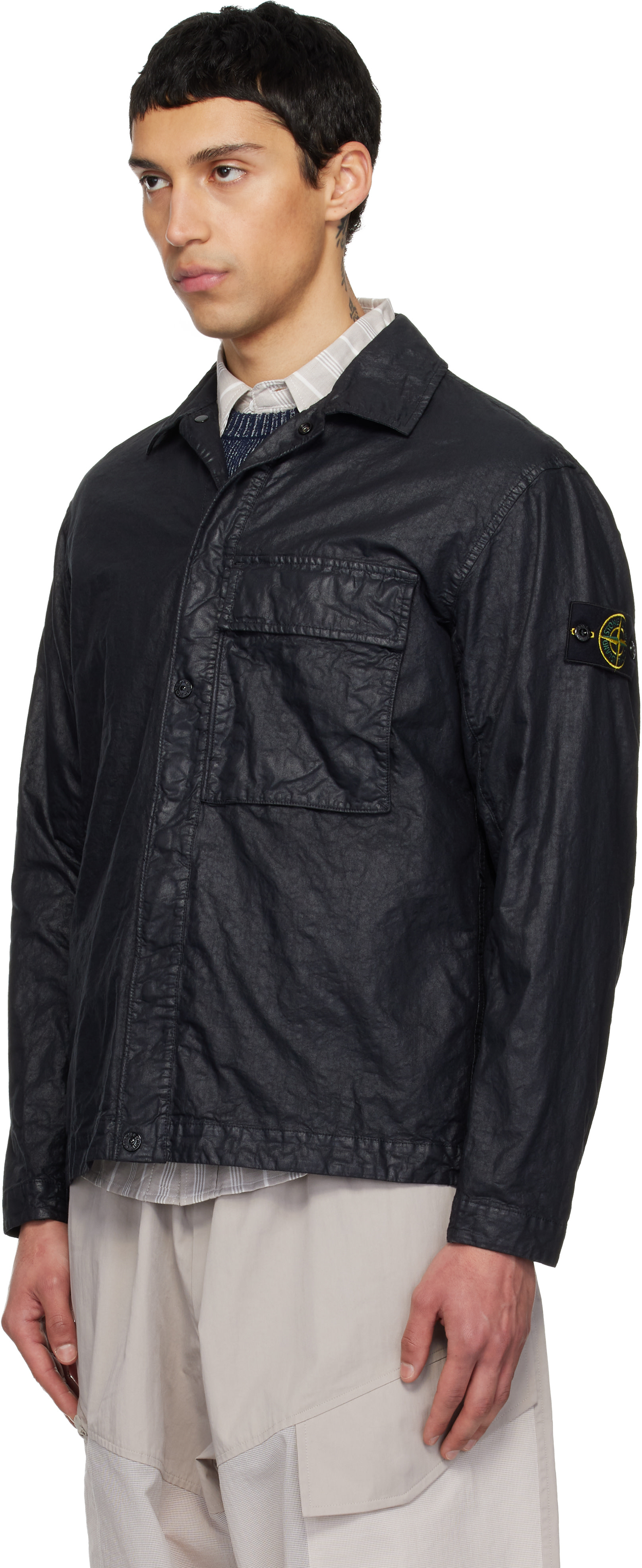 Stone Island: ブラック 1200003 Organic-Look Nylon Panama-TC