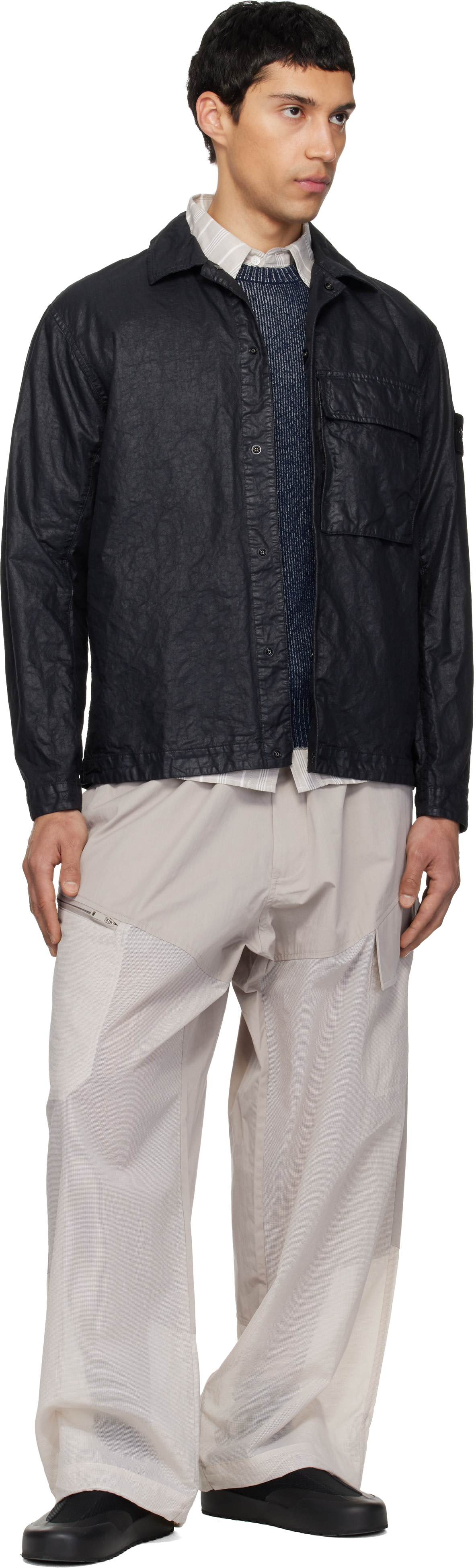 Stone Island: Black 1200003 Organic-Look Nylon Panama-TC Overshirt
