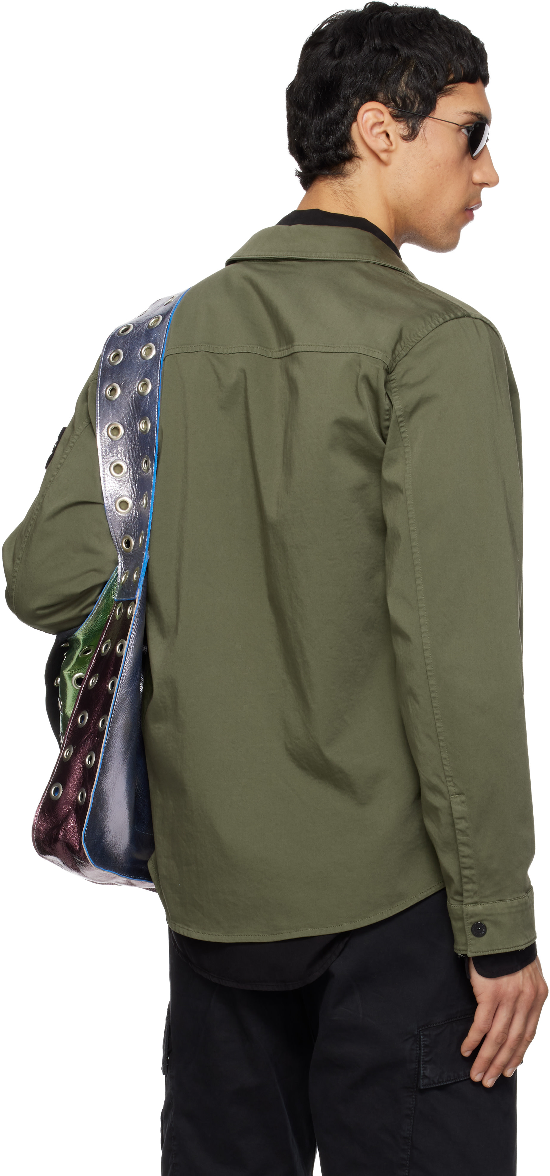 Stone Island: カーキ 1200015 Stretch Organic Cotton Satin シャツ