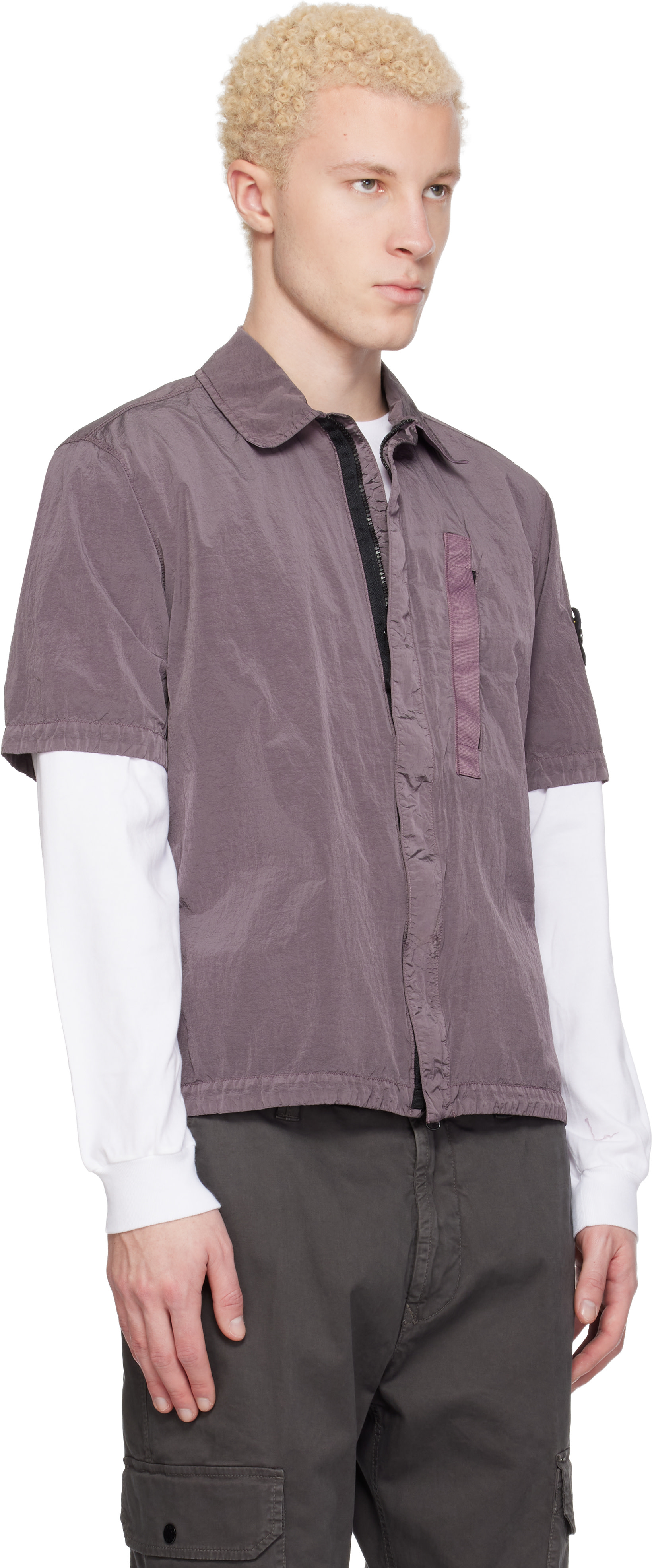 Stone Island: Purple 1200028 Nylon Metal ECONYL Shirt | SSENSE