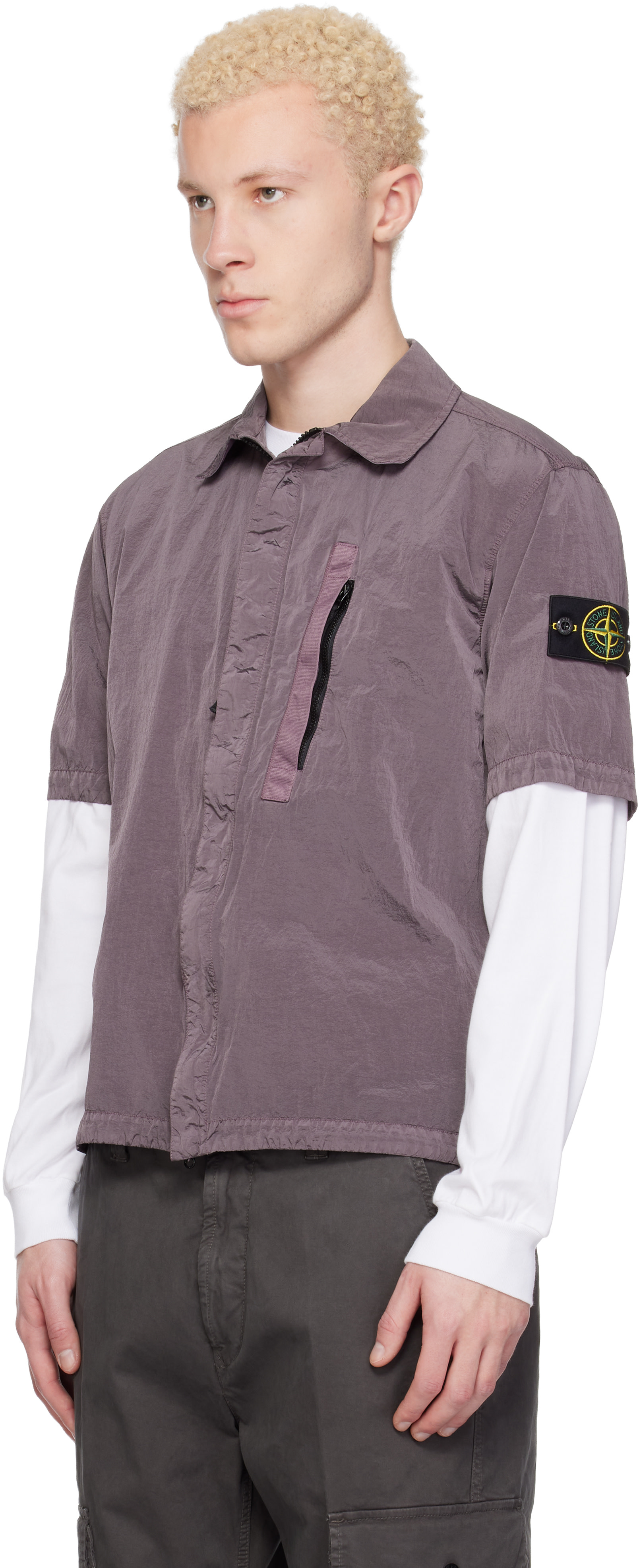 Stone Island: Purple 1200028 Nylon Metal ECONYL Shirt | SSENSE