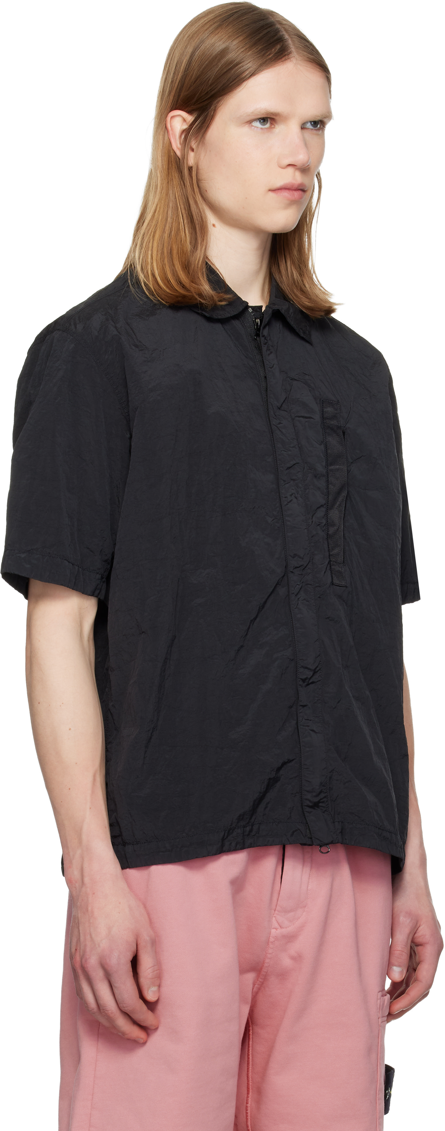 Stone Island: ブラック 1200028 Nylon Metal ECONYL シャツ | SSENSE 日本