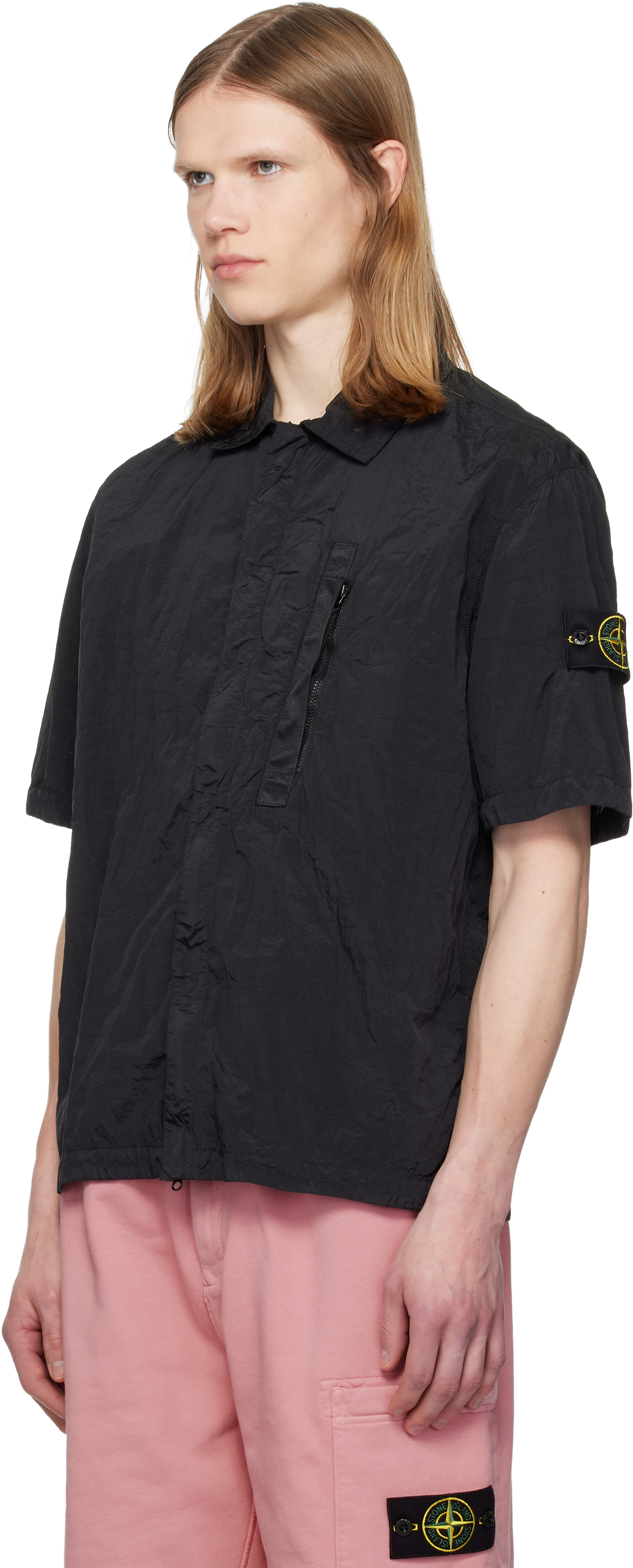 Stone Island: ブラック 1200028 Nylon Metal ECONYL シャツ | SSENSE 日本
