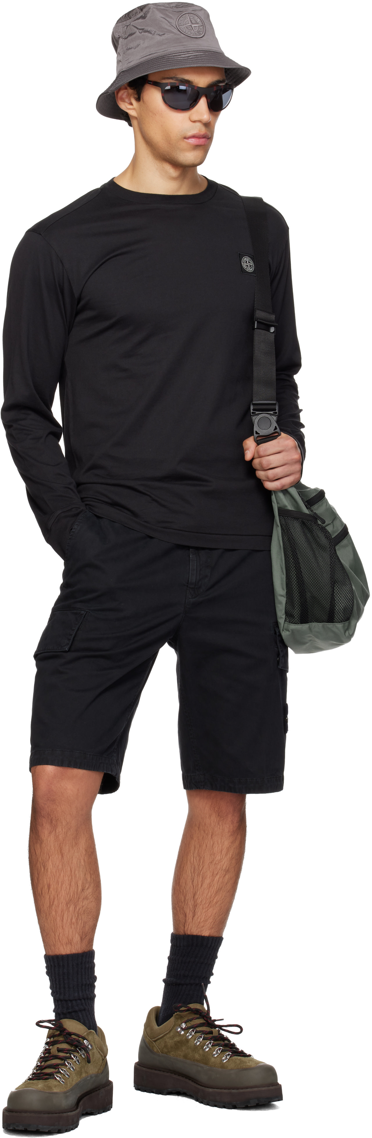 Stone Island - 블랙 L100018 카고 쇼츠