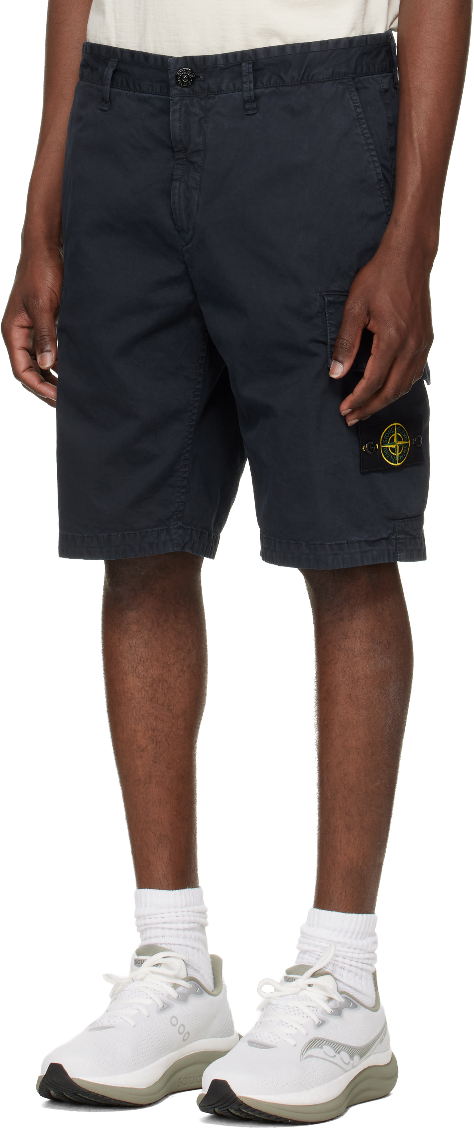 STONE  ネイビー カーゴショートパンツ Stone Island: ネイビー L100018 カーゴショートパンツ | SSENSE 日本