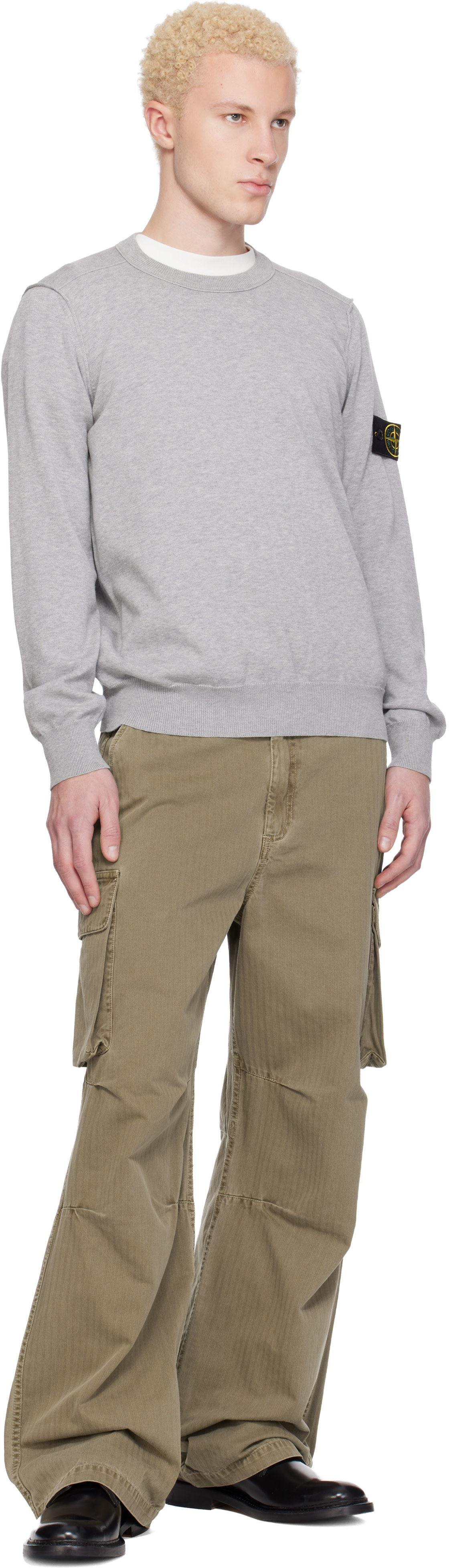 Stone Island - Pull 5100053 gris en coton bio doux
