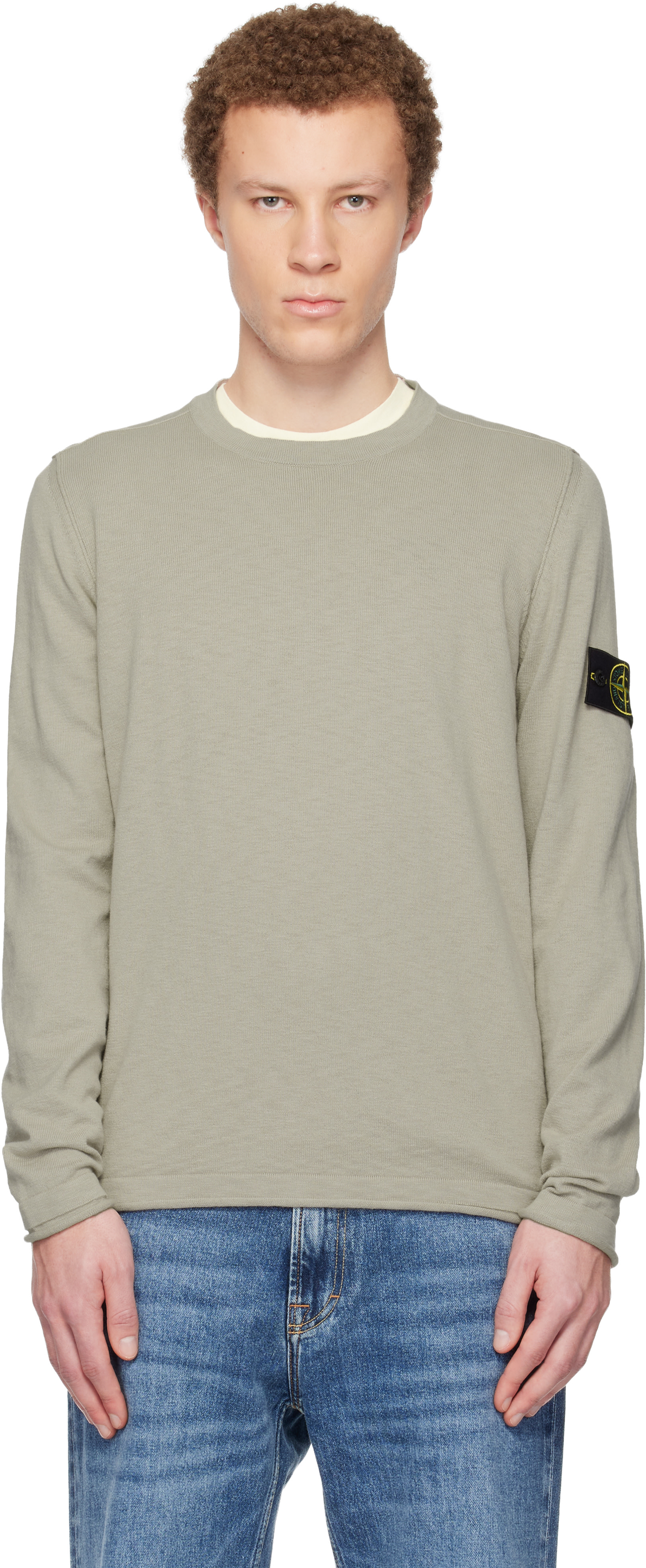 Stone Island - Pull 5100052 beige en coton bio