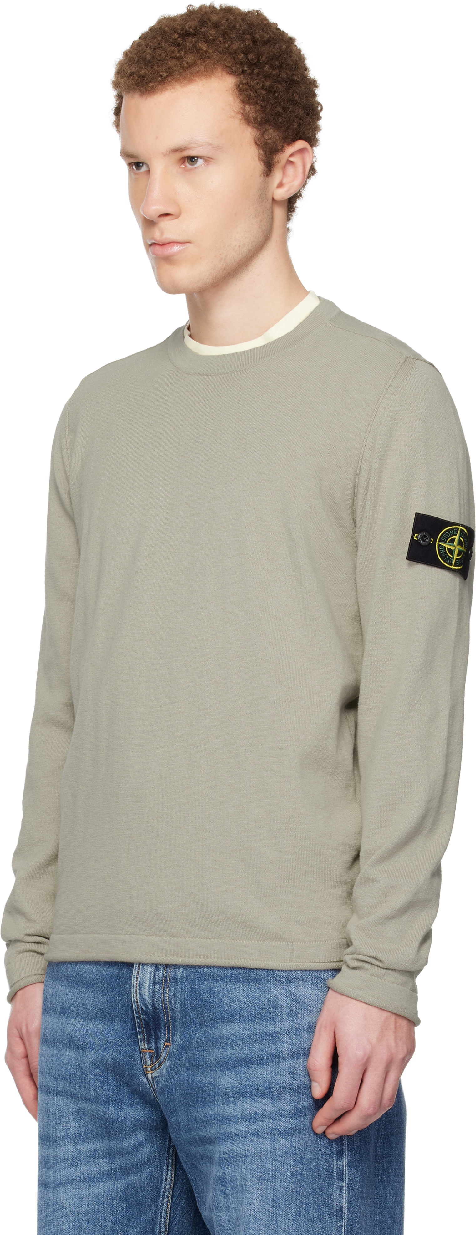 Stone Island - Pull 5100052 beige en coton bio