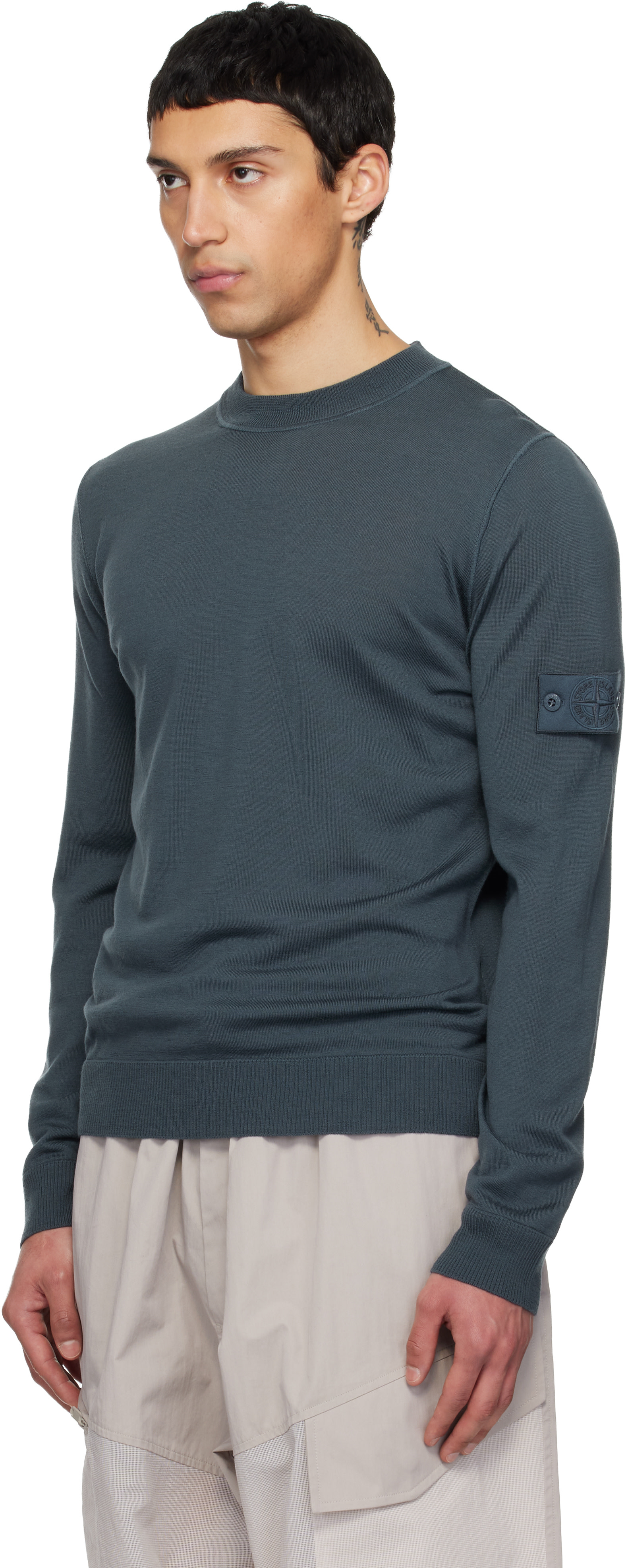 Stone Island: ブルー 5100071 Light Pure RWS Wool セーター | SSENSE