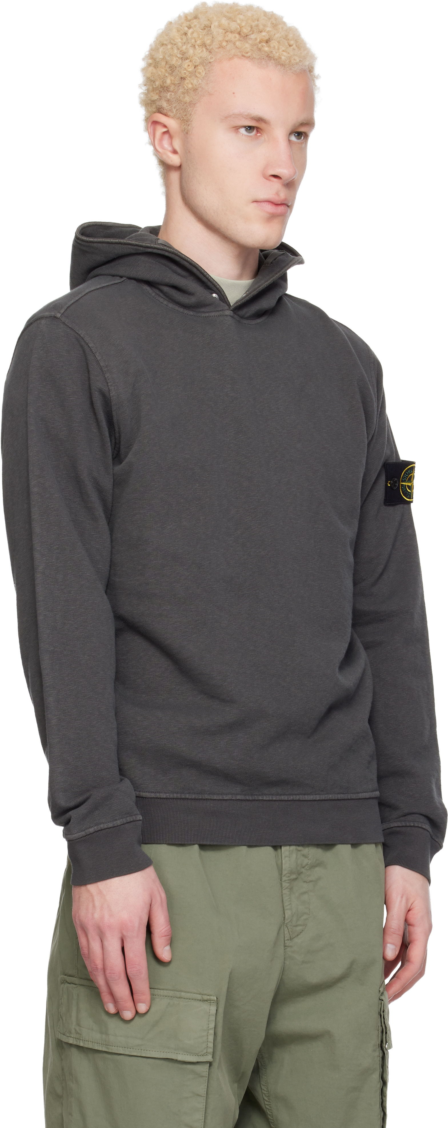 Stone Island: グレー 6100031 Malfilé Fleece Old Effect フーディ 