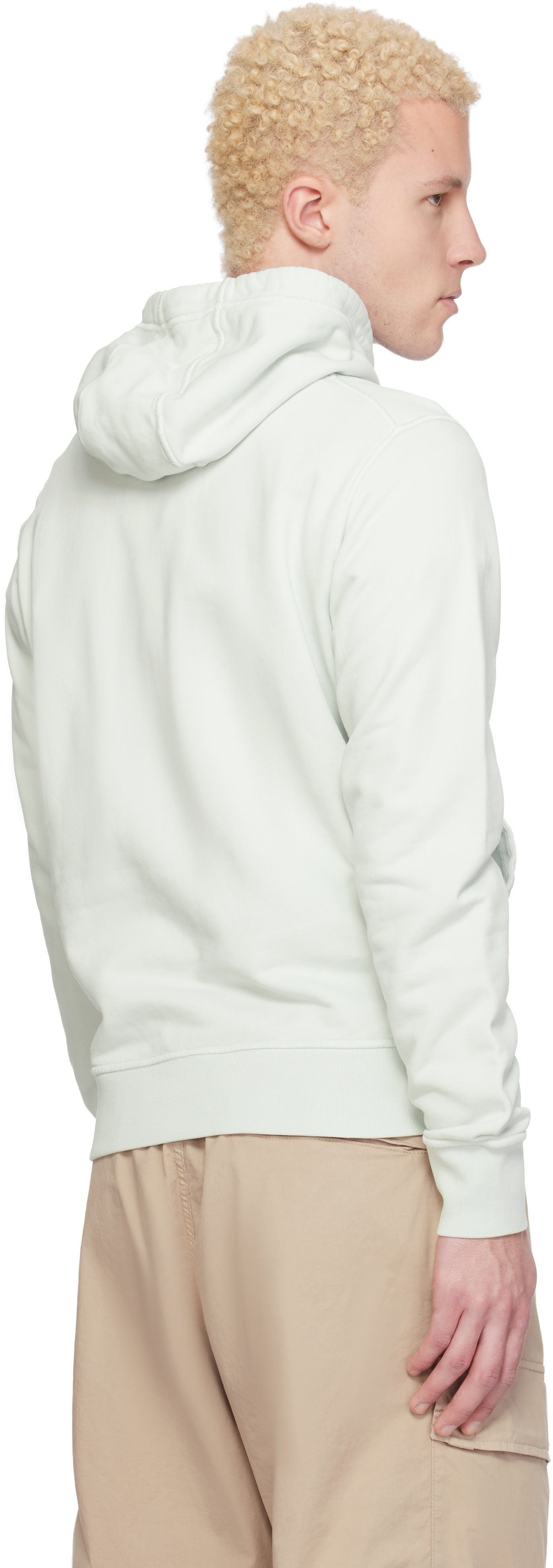 Stone Island - Pull à capuche 6100061 bleu en molleton de coton bio