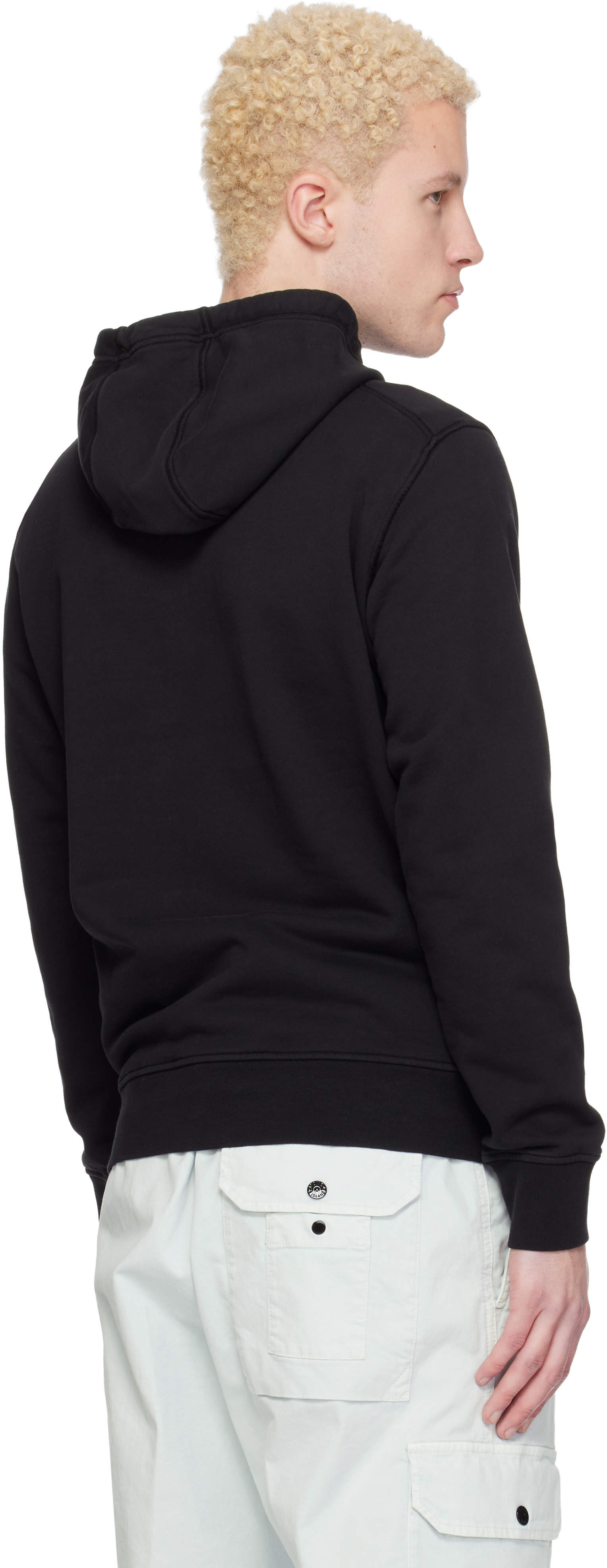 Stone Island - Pull à capuche 6100062 noir en molleton de coton bio