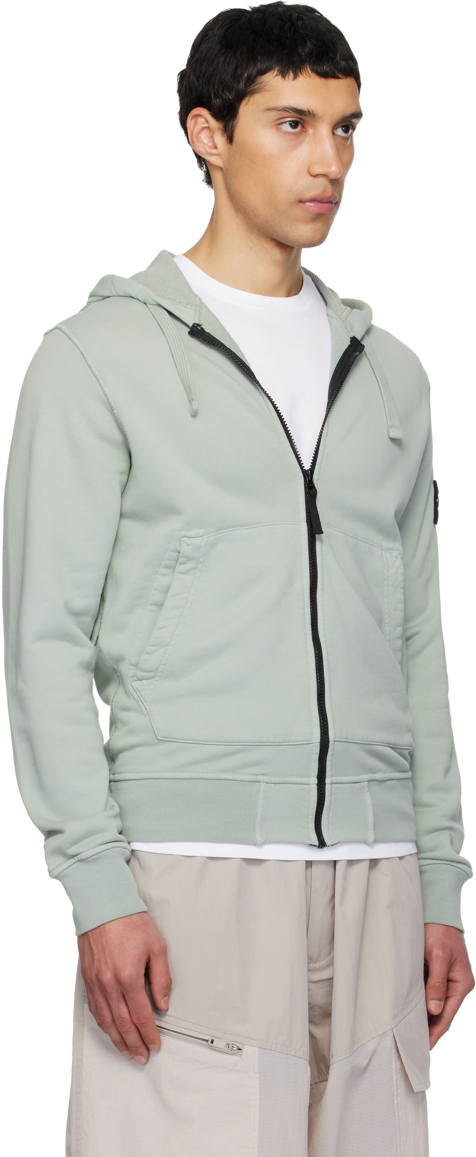 Stone Island - Pull à capuche 6100061 vert en coton bio