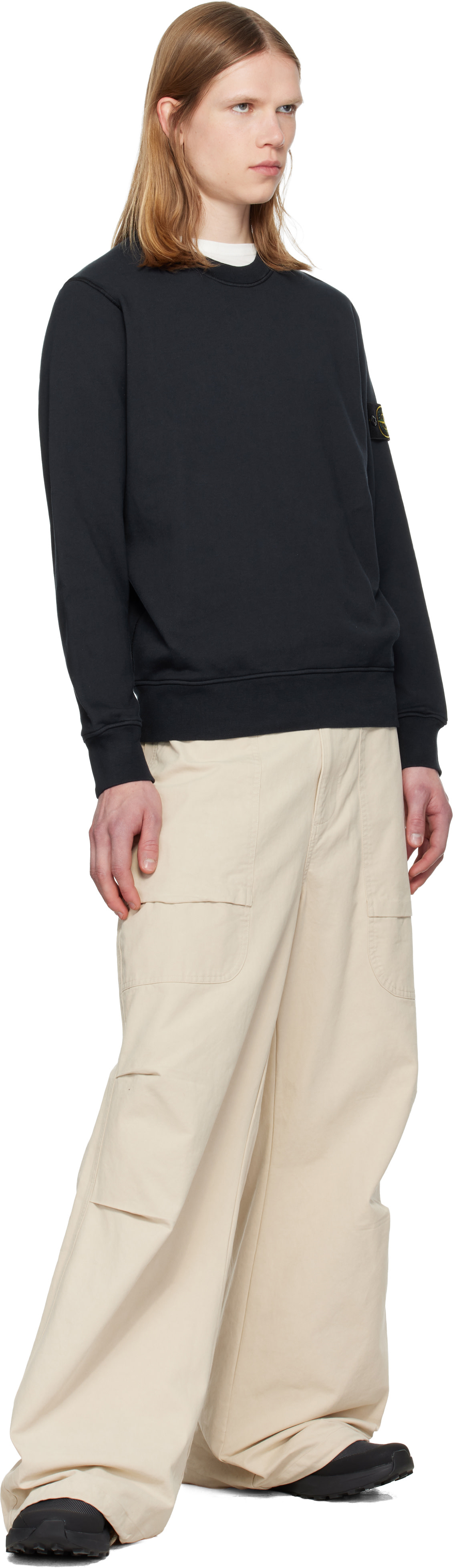 トップス stone  Cotton Fleece Sweatshirt Stone Island: Navy 6100060 Organic Cotton Fleece Sweatshirt