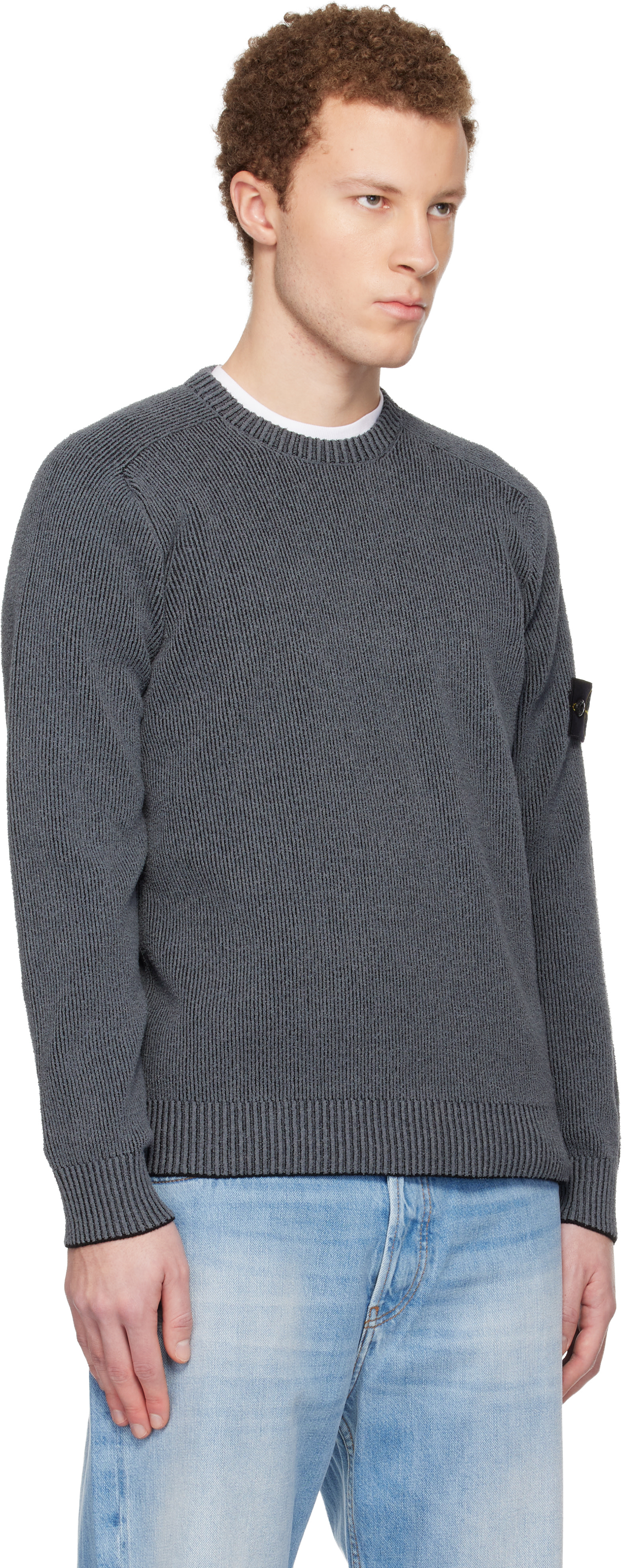 Stone Island: グレー 5100033 Plated Rib Cotton Bouclé セーター