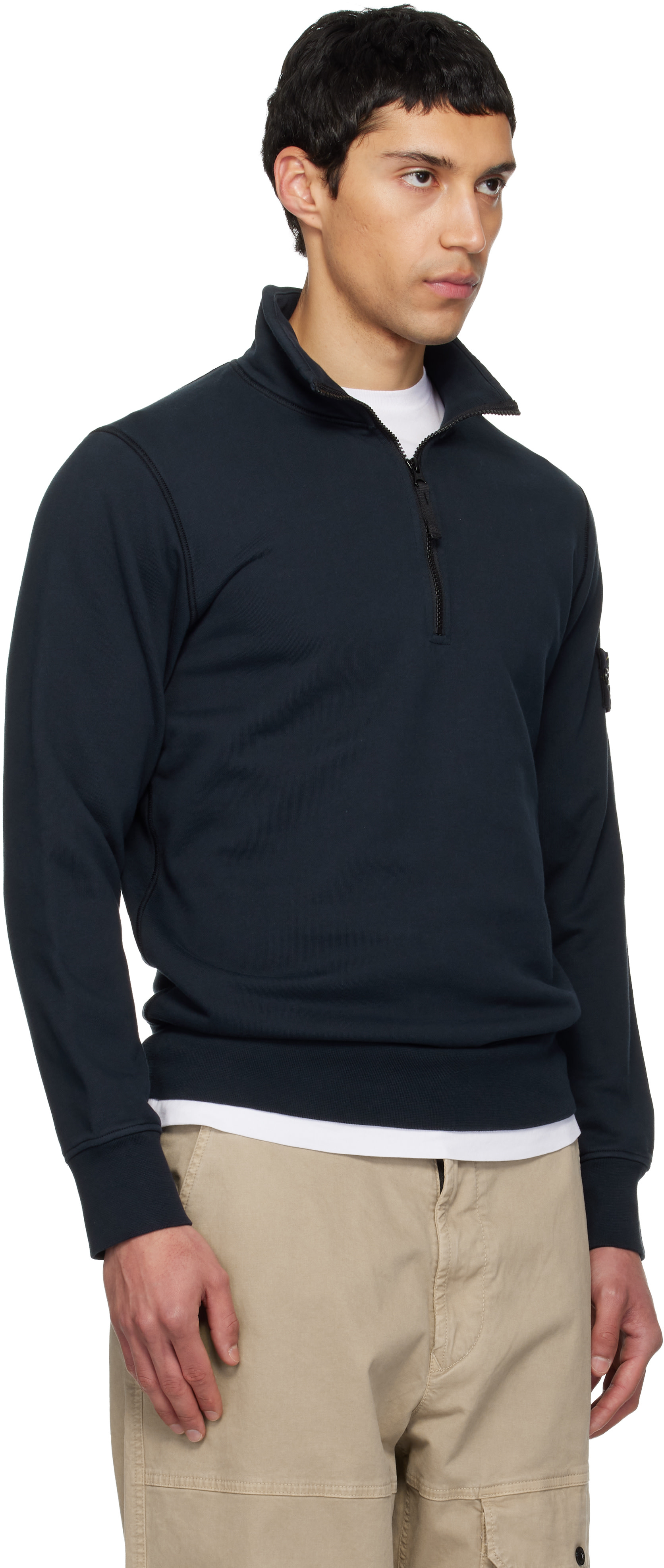 Stone Island: Navy 6100070 Cotton Fleece Sweatshirt | SSENSE
