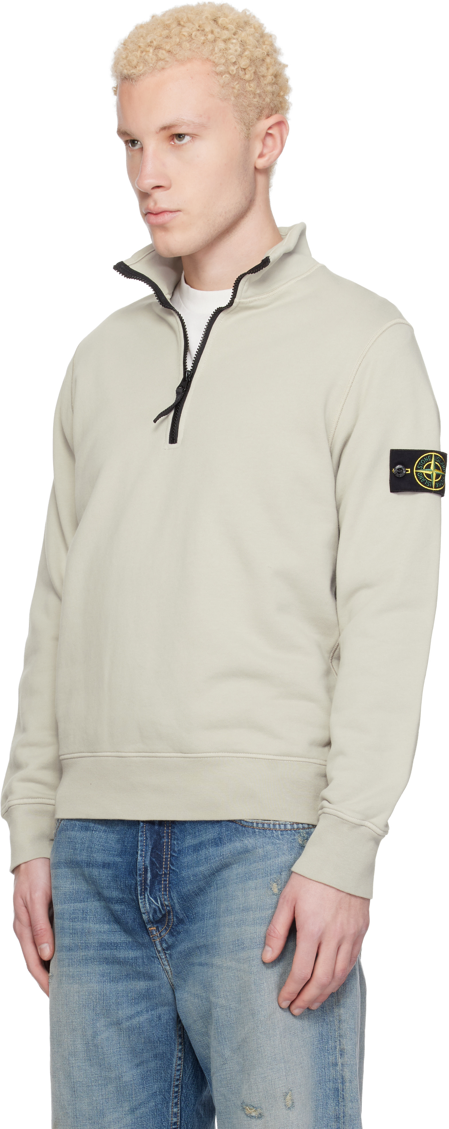 Stone Island: Gray 6100070 Organic Cotton Fleece Sweatshirt