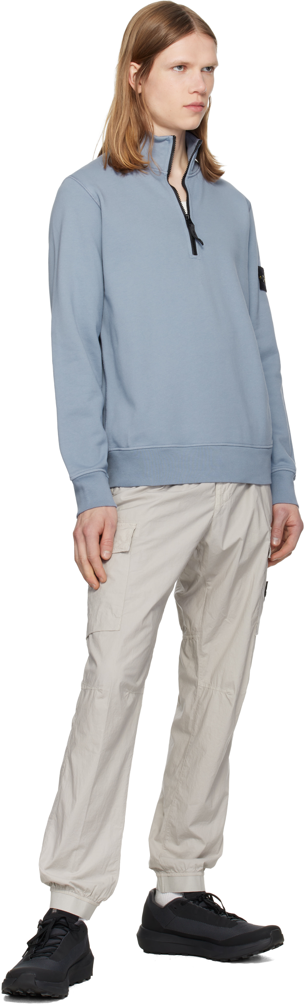 Stone Island - Pull molletonné 6100061 bleu en coton bio