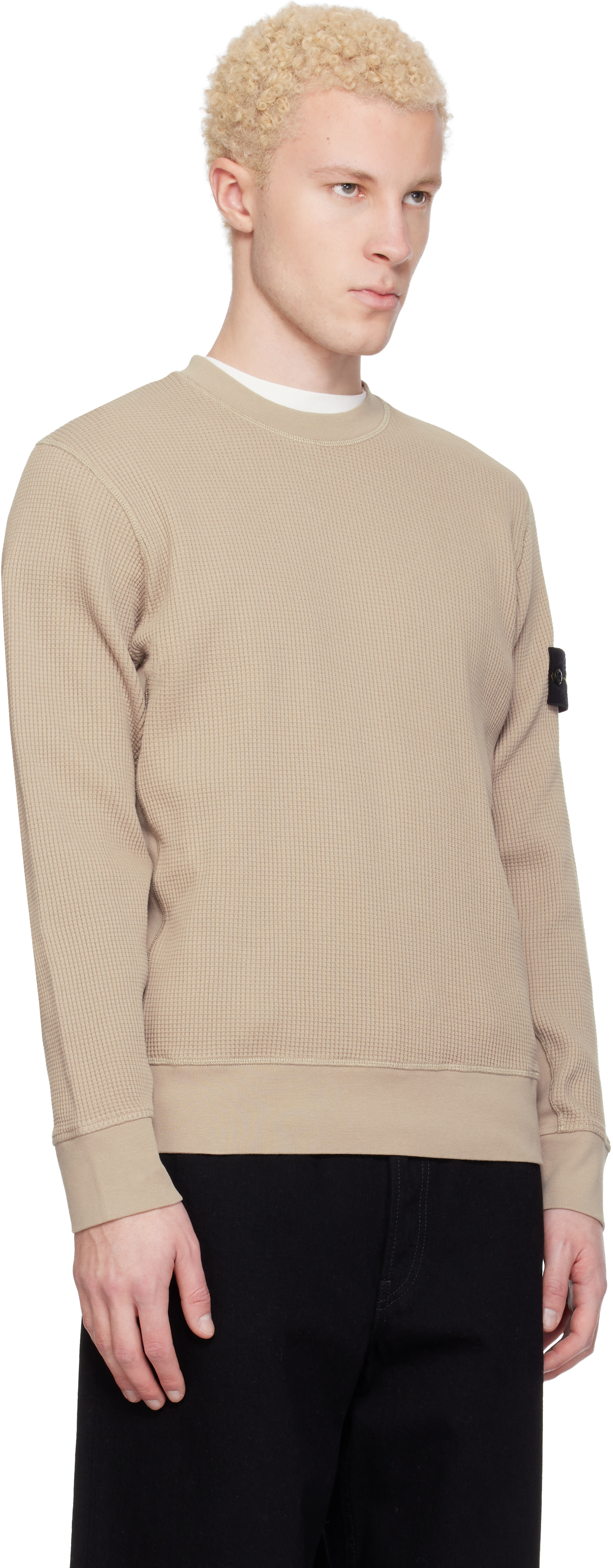 STONE  フード付きスウェットシャツ ベージュ Stone Island: ベージュ 6100056 Organic Cotton Waffle Fleece