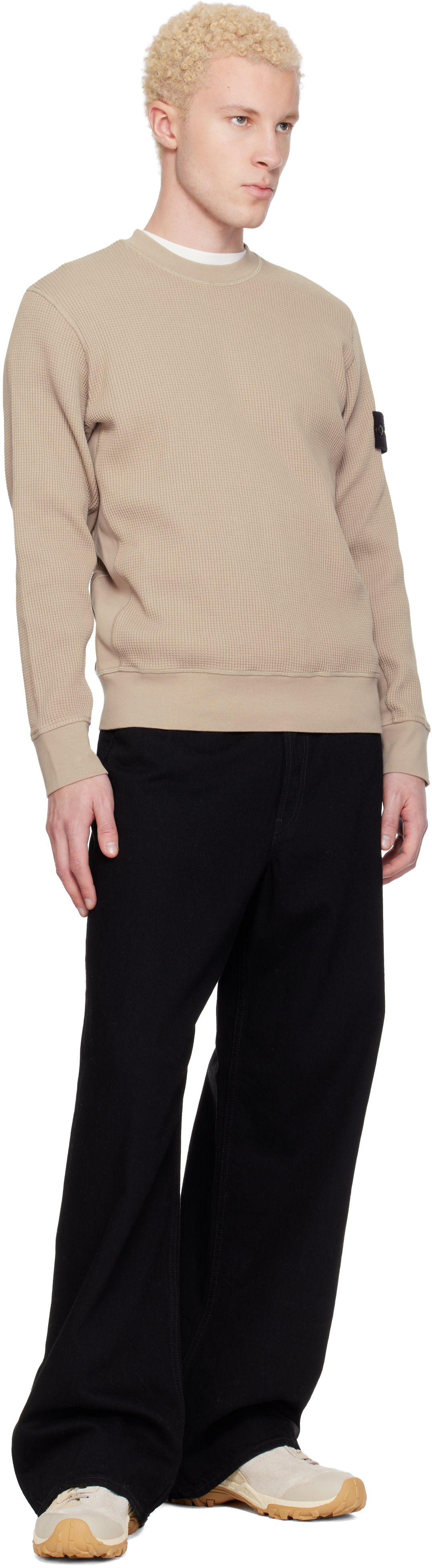 Stone Island: ベージュ 6100056 Organic Cotton Waffle Fleece