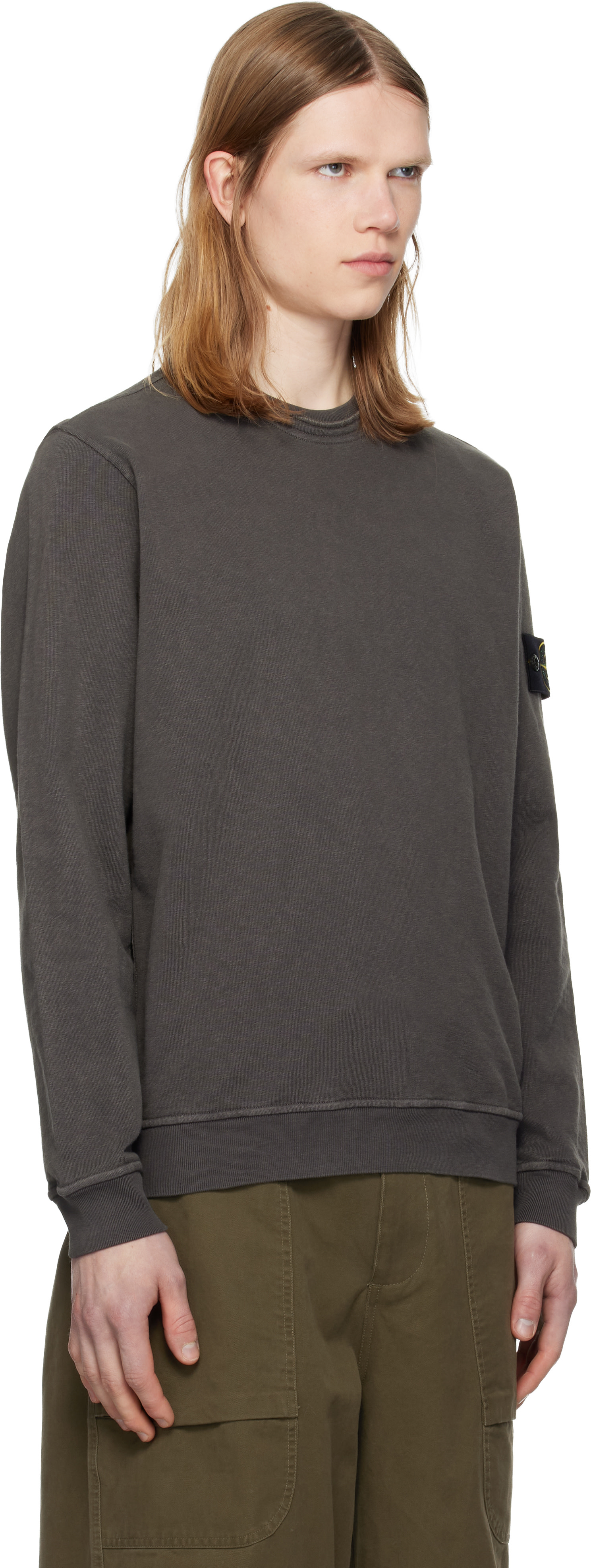 Stone Island: Gray 6100034 Malfilé Fleece 'Old' Effect Sweatshirt