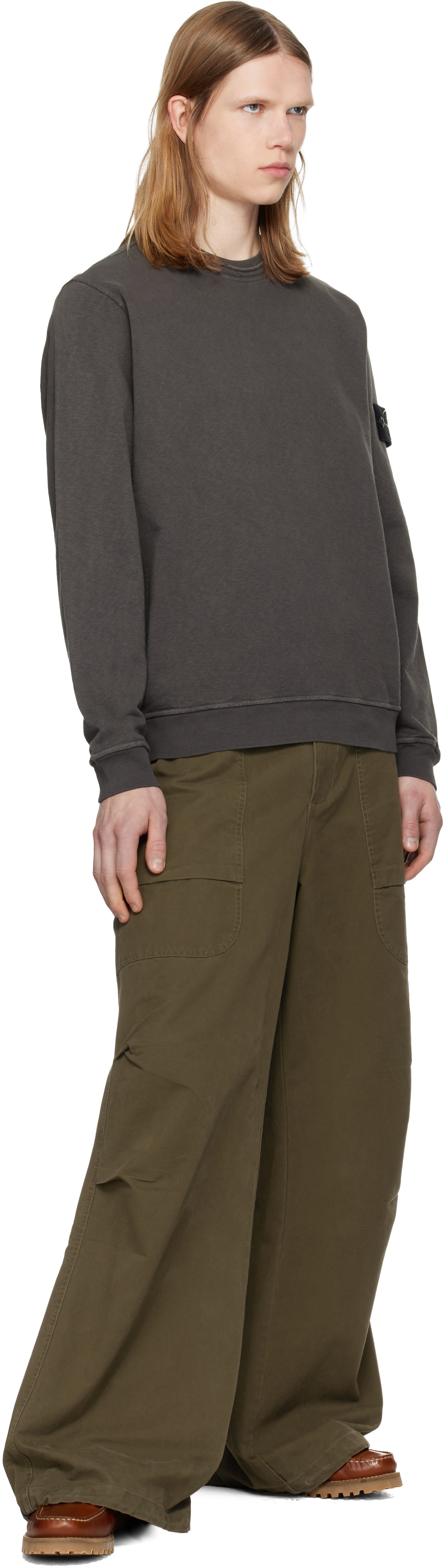 Stone Island: グレー 6100034 Malfilé Fleece 'Old' Effect