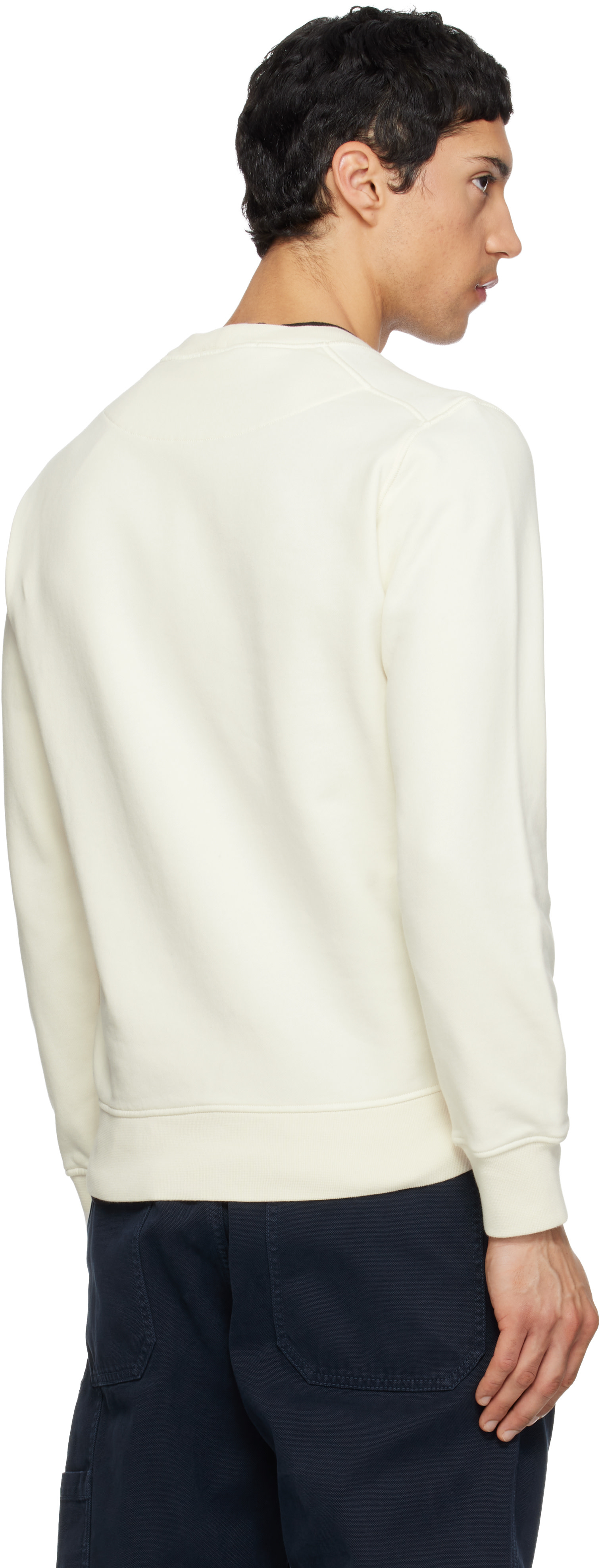 Stone Island - Pull molletonné 6100060 blanc cassé en coton bio