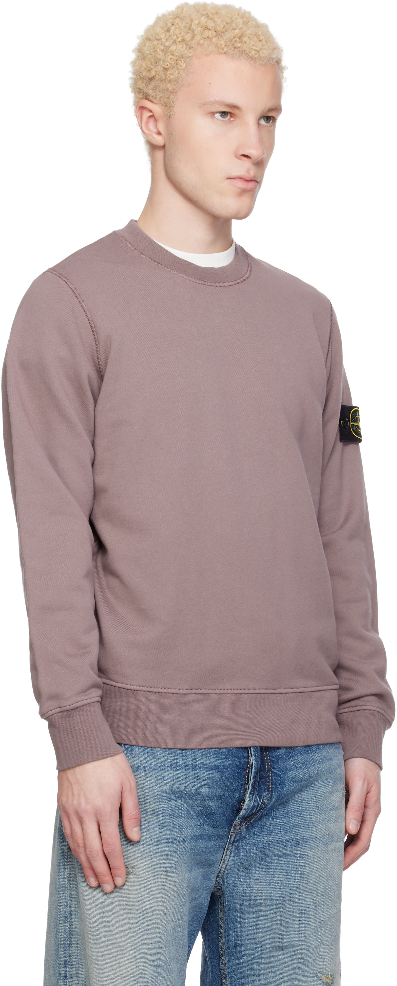Stone Island - Pull molletonné 6100060 mauve en coton bio