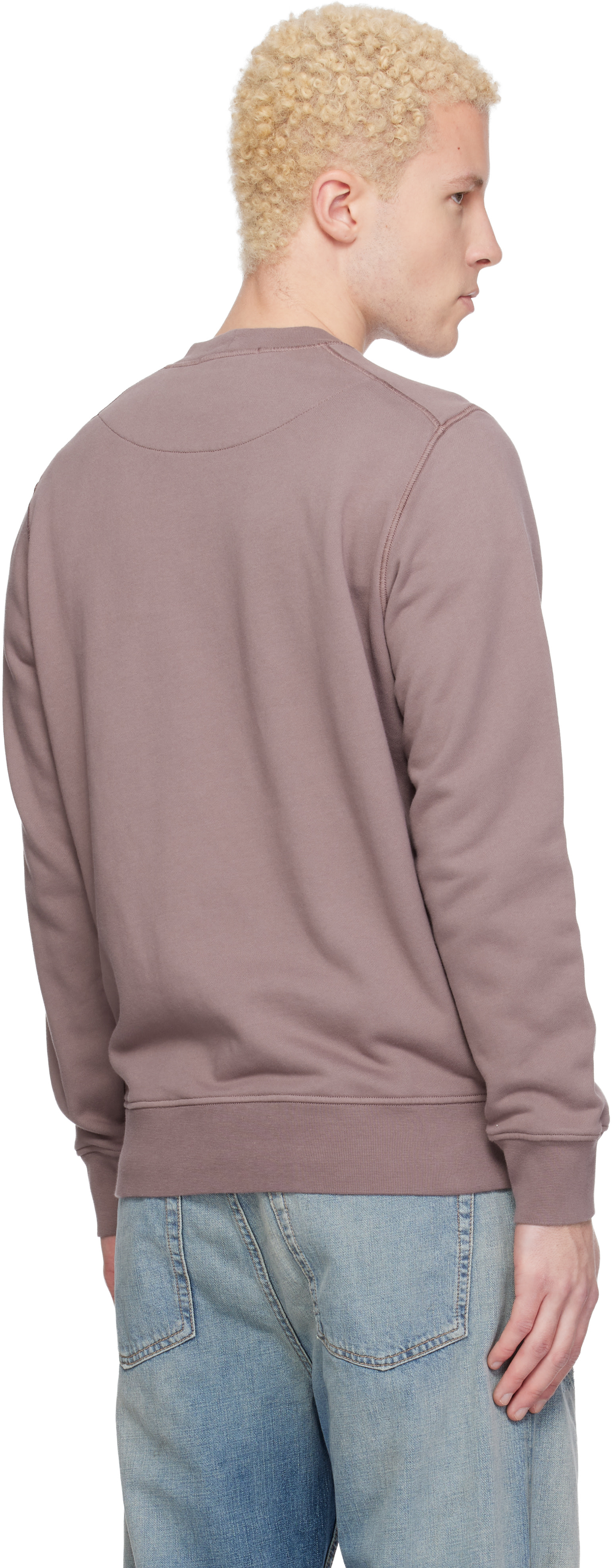 Stone Island - Pull molletonné 6100060 mauve en coton bio