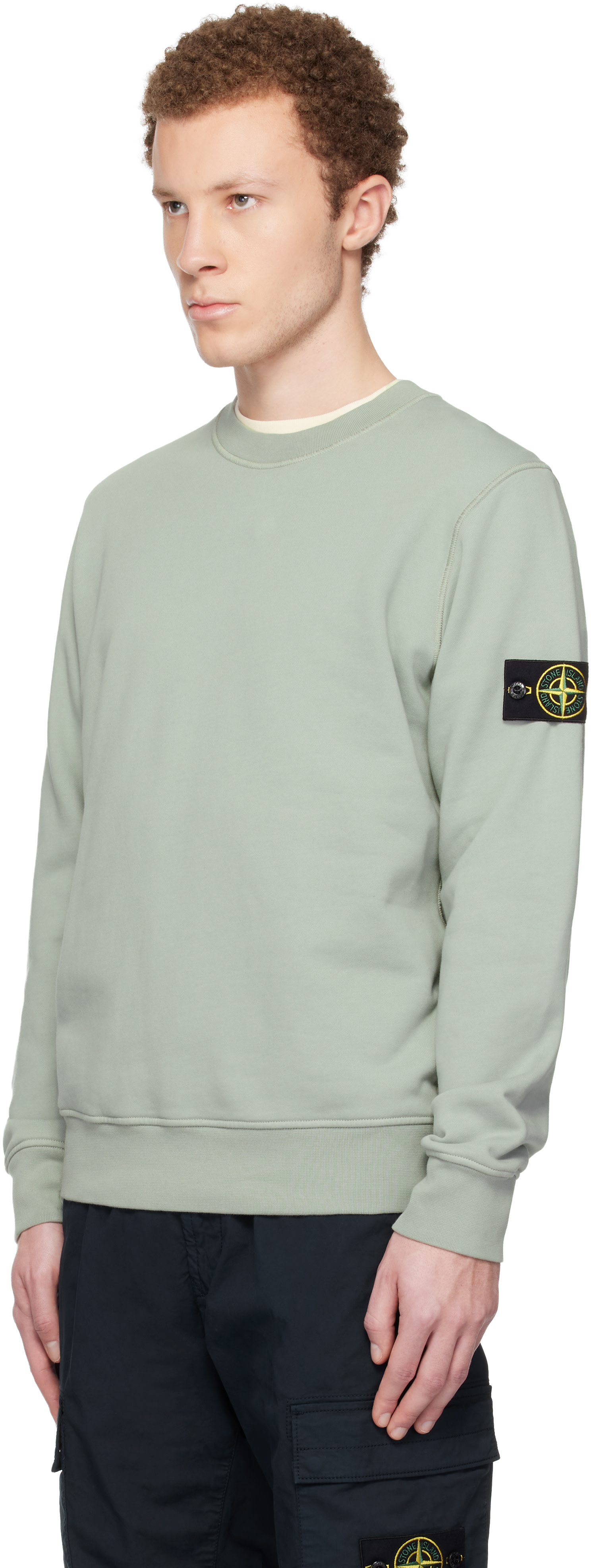 Stone Island: Green 6100060 Organic Cotton Fleece Sweatshirt | SSENSE